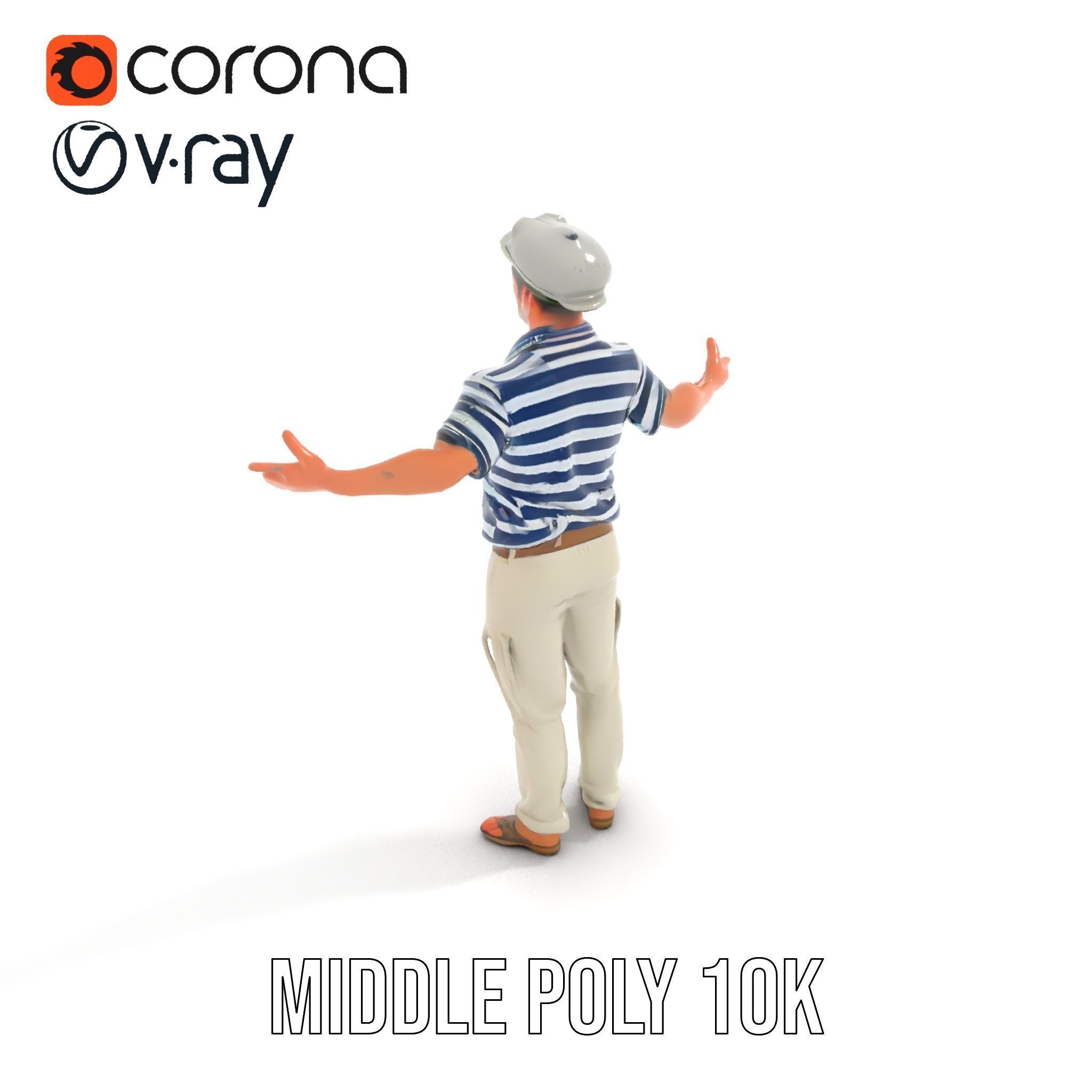 Sea Captain Character Model Patriotic Rigged and Animated Low-poly 3D model_18