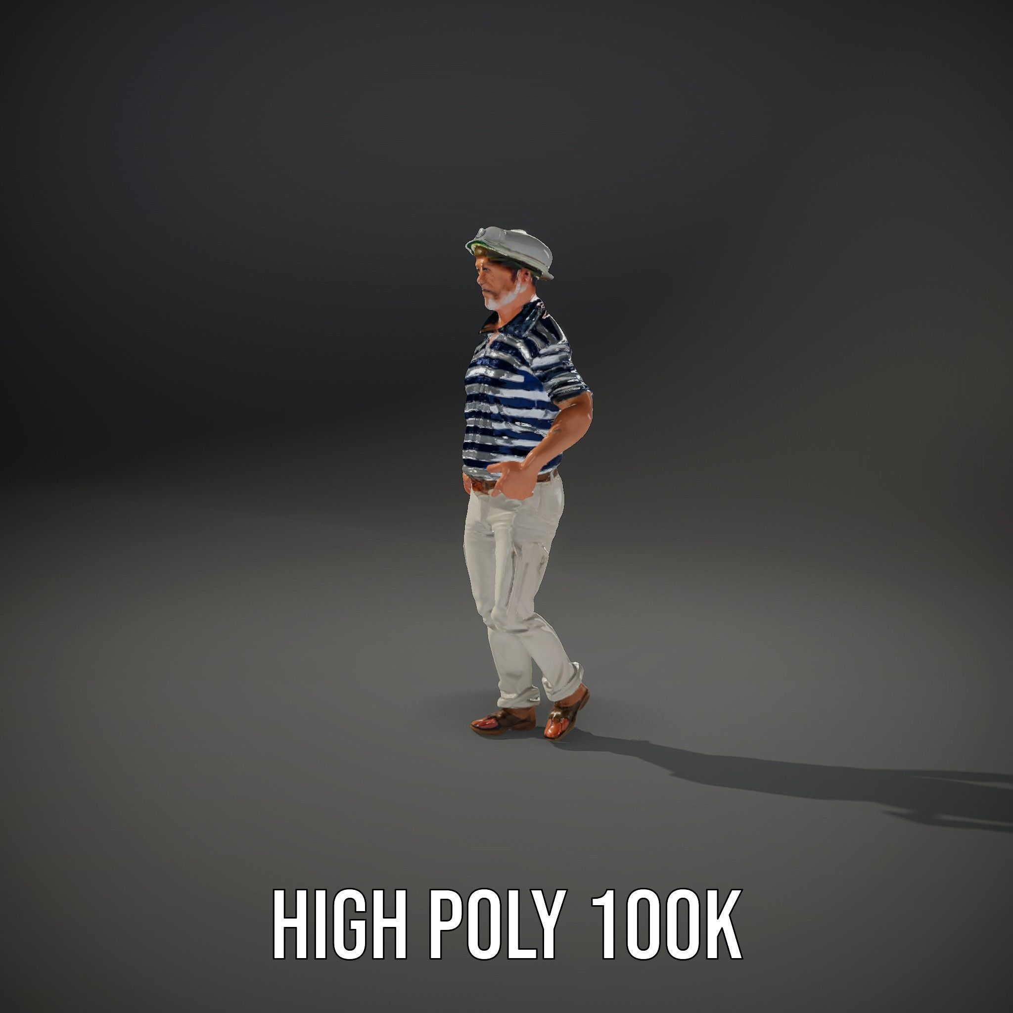 Sea Captain Character Model Patriotic Rigged and Animated Low-poly 3D model_14