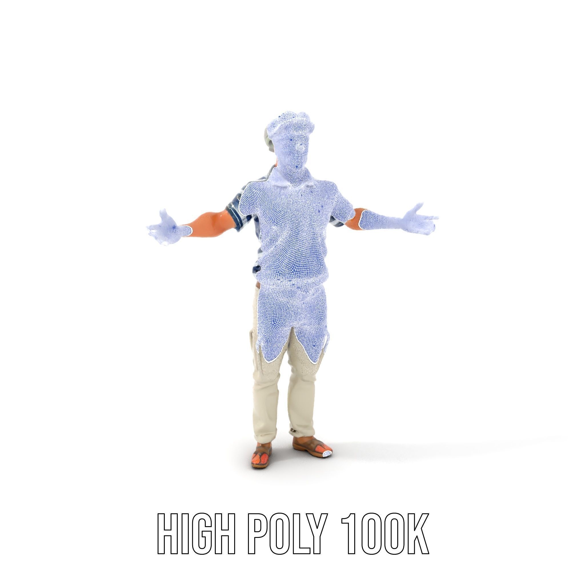 Sea Captain Character Model Patriotic Rigged and Animated Low-poly 3D model_4