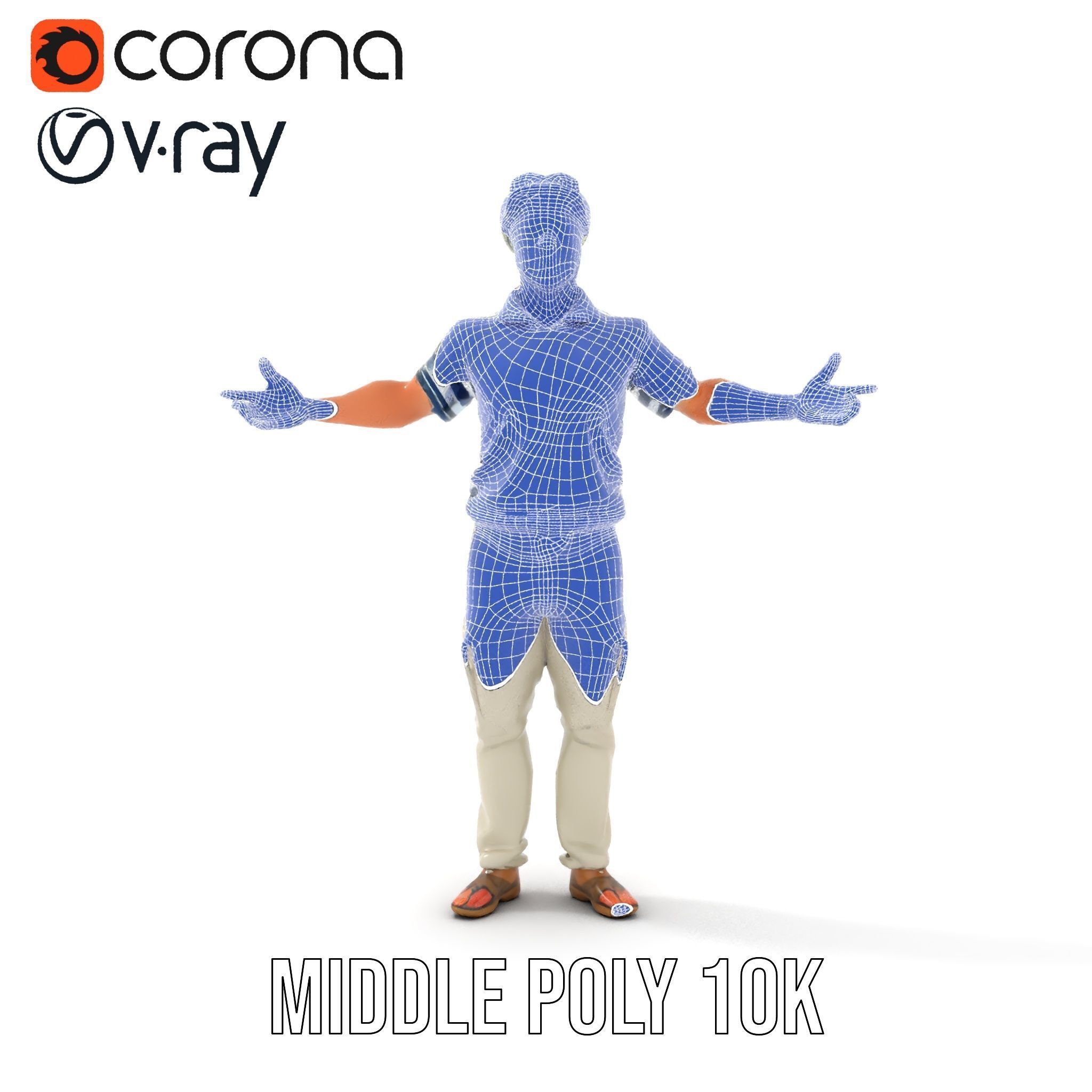 Sea Captain Character Model Patriotic Rigged and Animated Low-poly 3D model_30