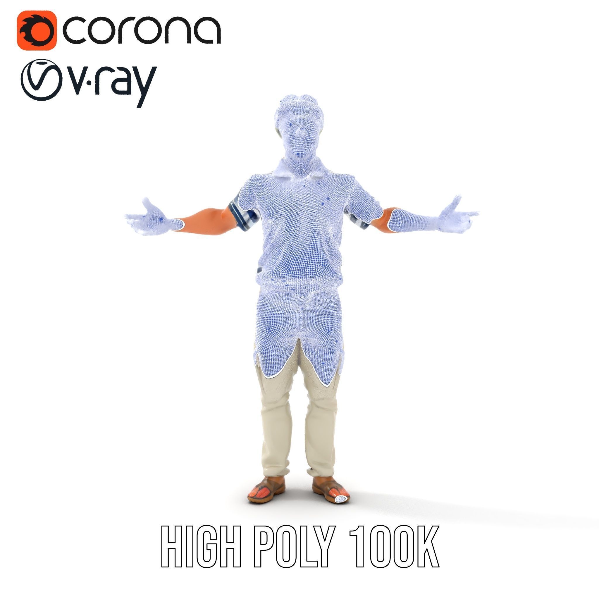 Sea Captain Character Model Patriotic Rigged and Animated Low-poly 3D model_35