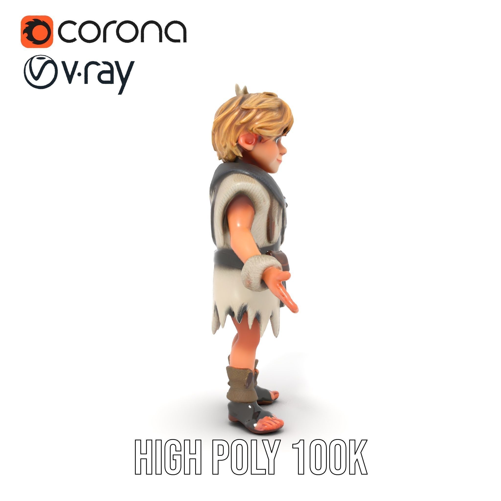 Blonde Adventurer Boy Rigged and Animated D Character Model Low-poly 3D model_14