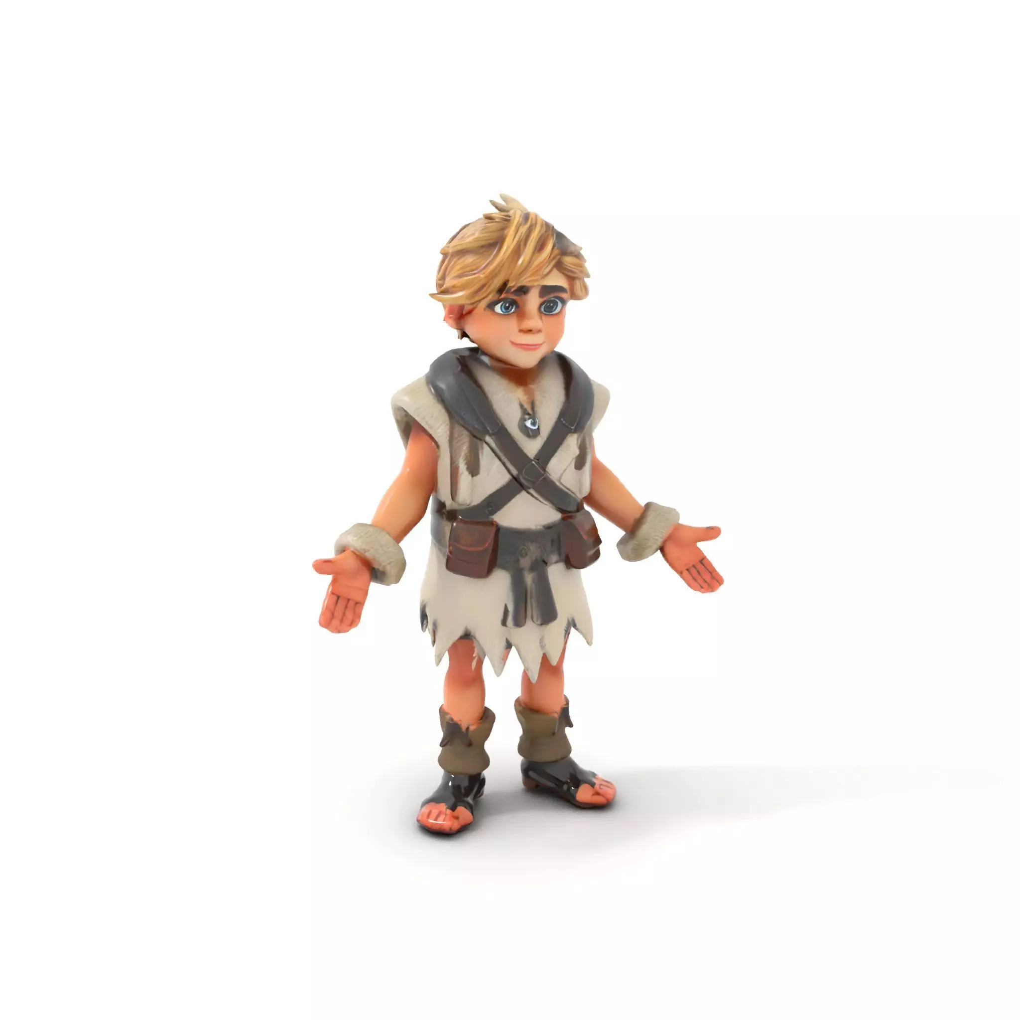 Blonde Adventurer Boy Rigged and Animated D Character Model Low-poly 3D model_0