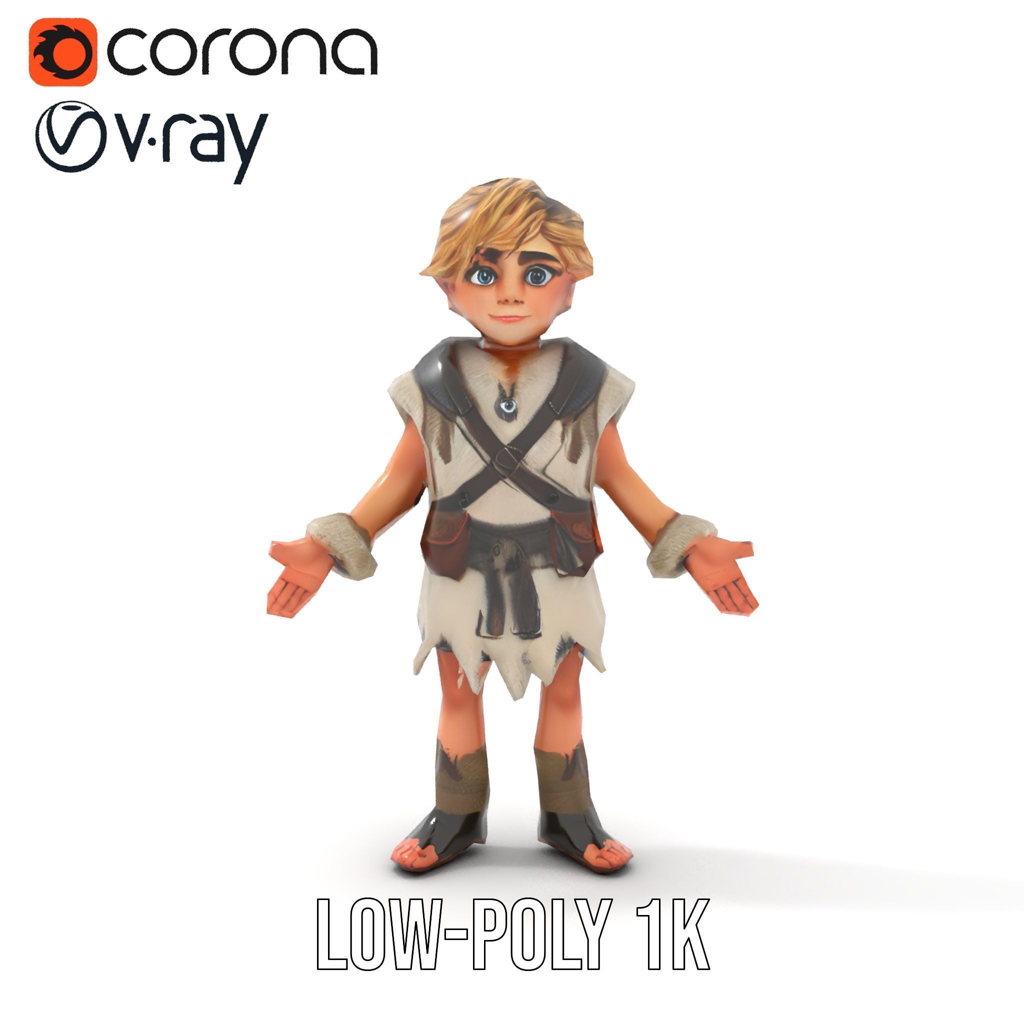 Blonde Adventurer Boy Rigged and Animated D Character Model Low-poly 3D model_19