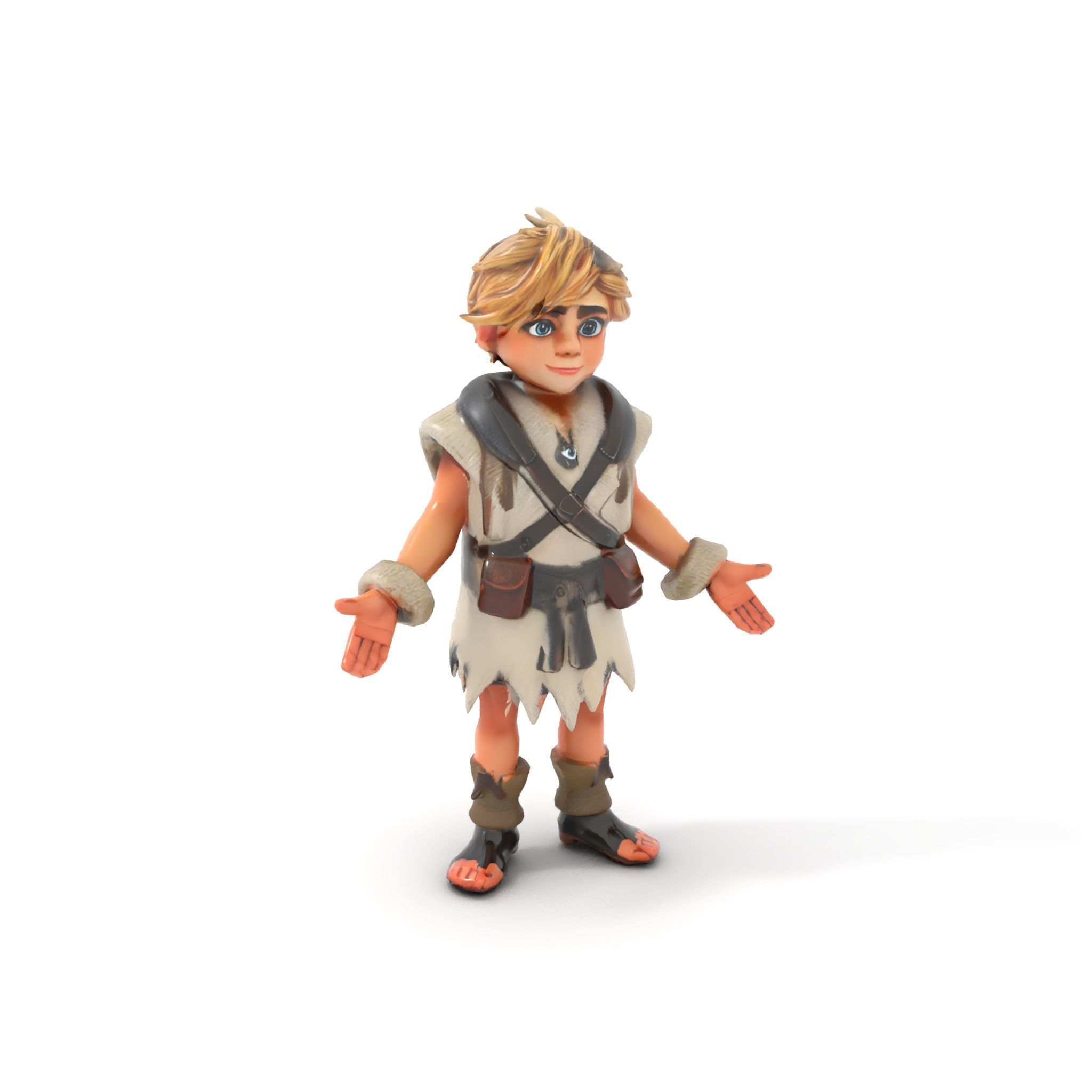 Blonde Adventurer Boy Rigged and Animated D Character Model Low-poly 3D model_9
