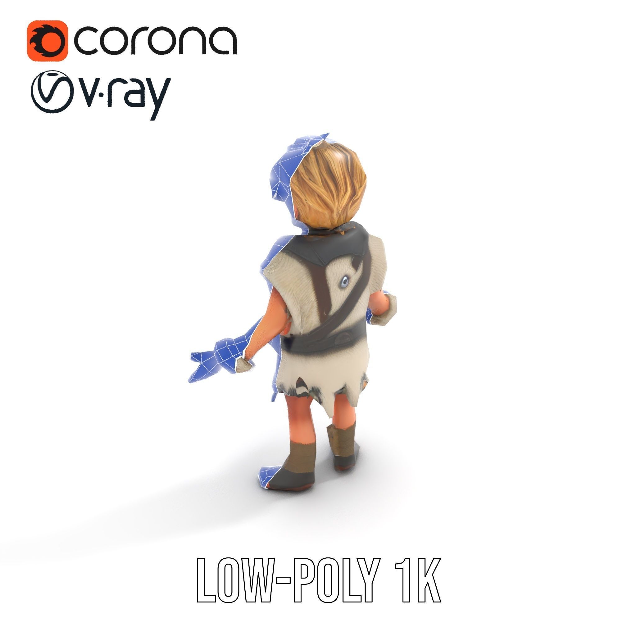 Blonde Adventurer Boy Rigged and Animated D Character Model Low-poly 3D model_13