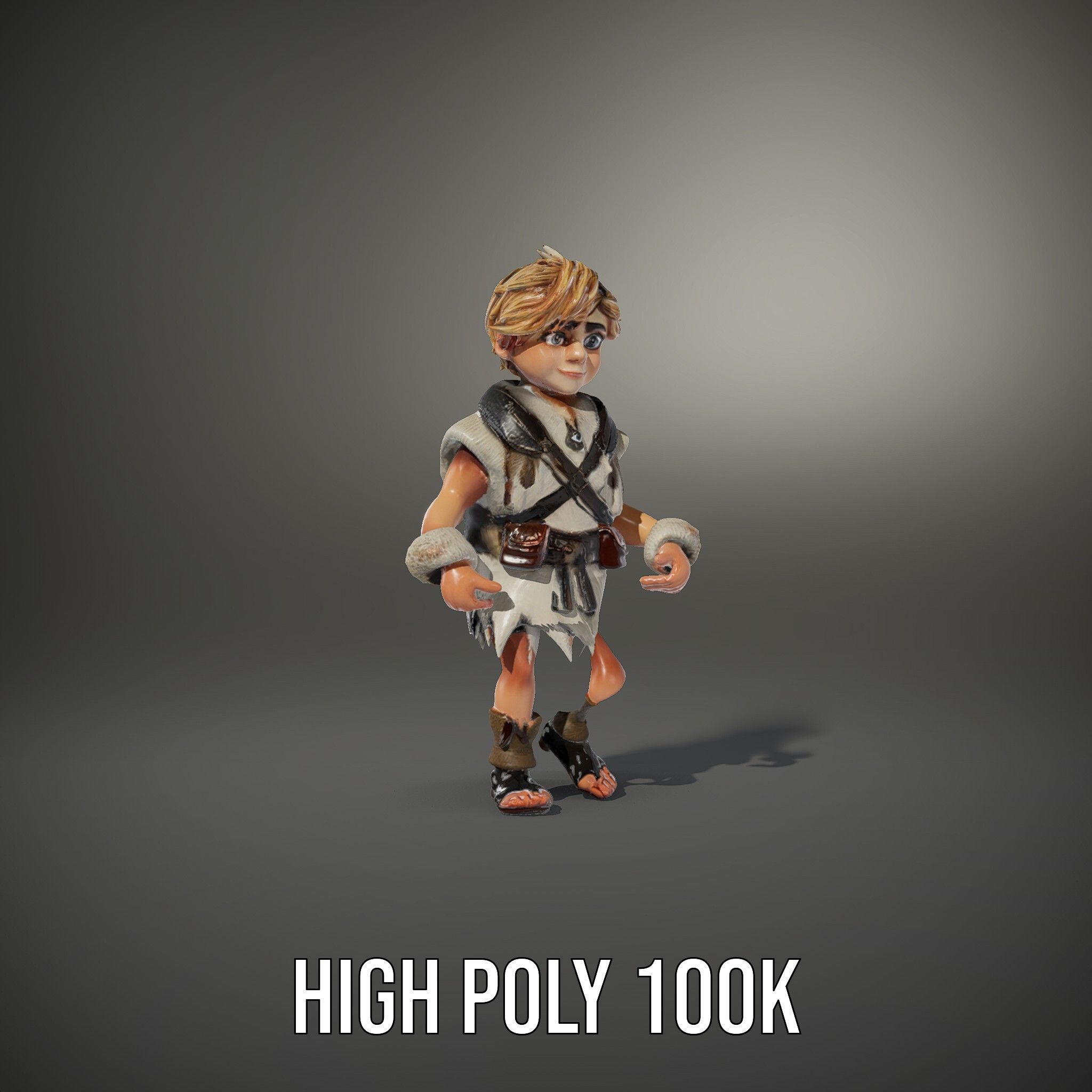 Blonde Adventurer Boy Rigged and Animated D Character Model Low-poly 3D model_28