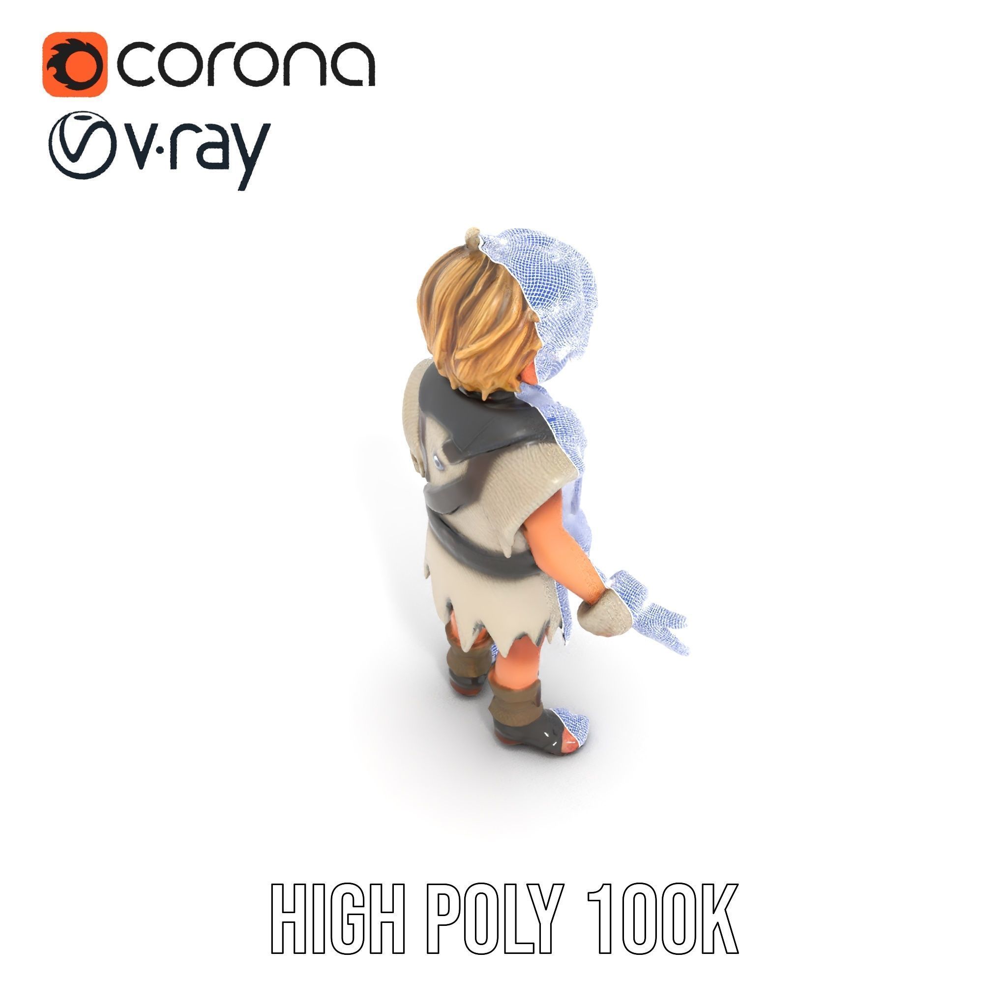 Blonde Adventurer Boy Rigged and Animated D Character Model Low-poly 3D model_36