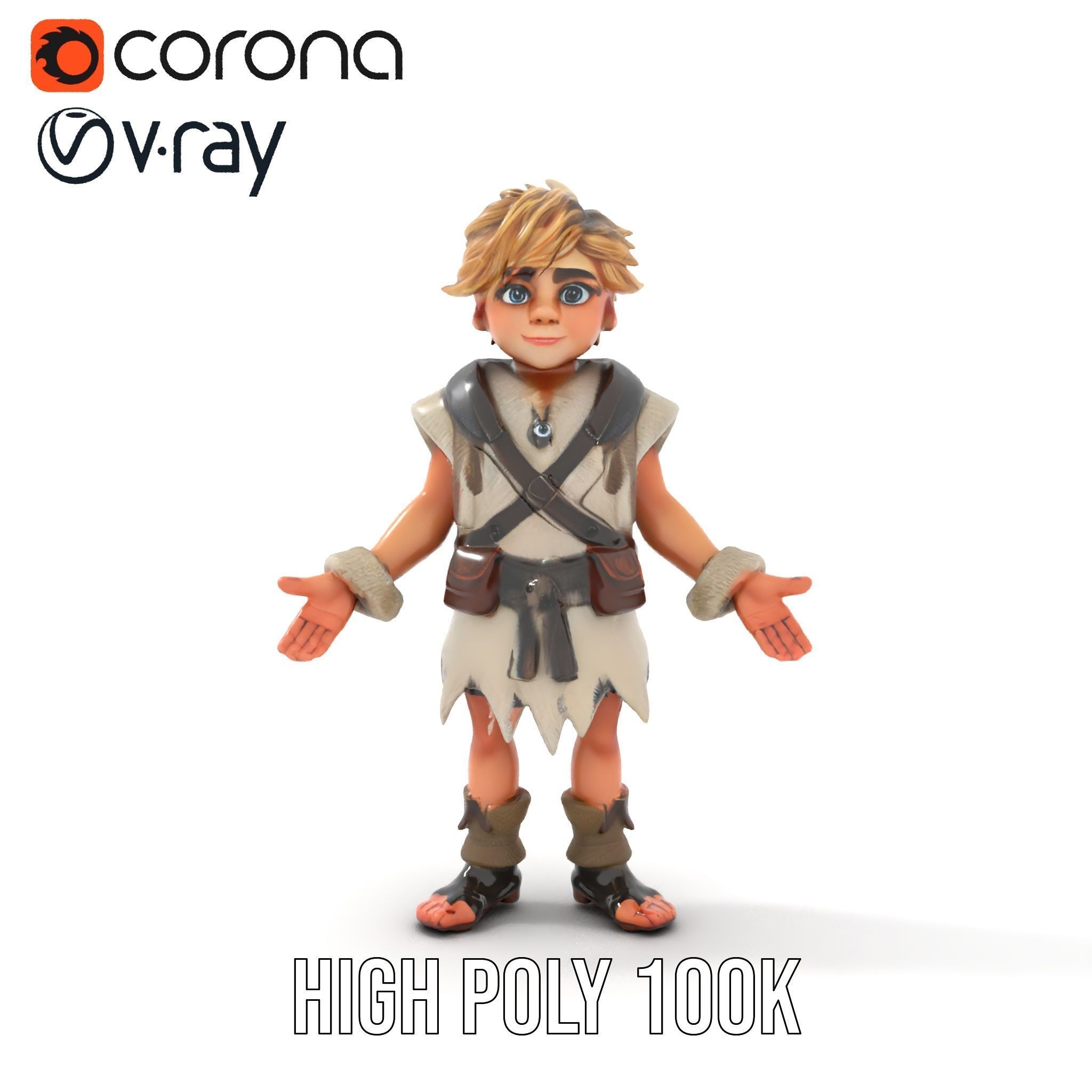 Blonde Adventurer Boy Rigged and Animated D Character Model Low-poly 3D model_17