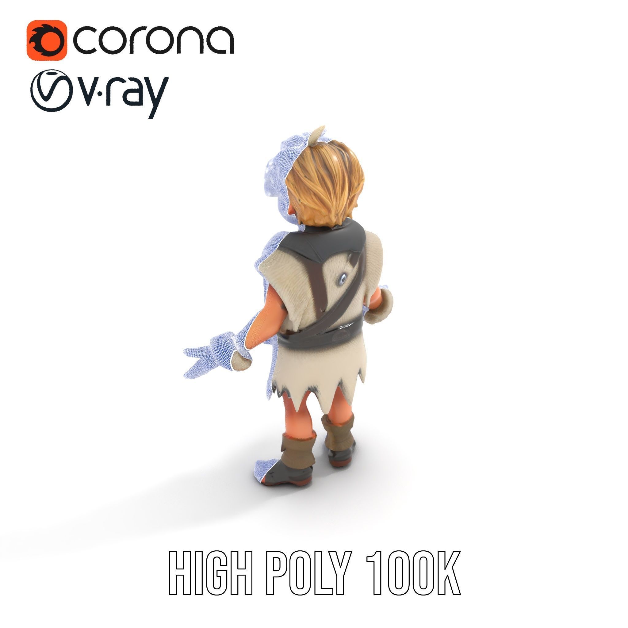 Blonde Adventurer Boy Rigged and Animated D Character Model Low-poly 3D model_33