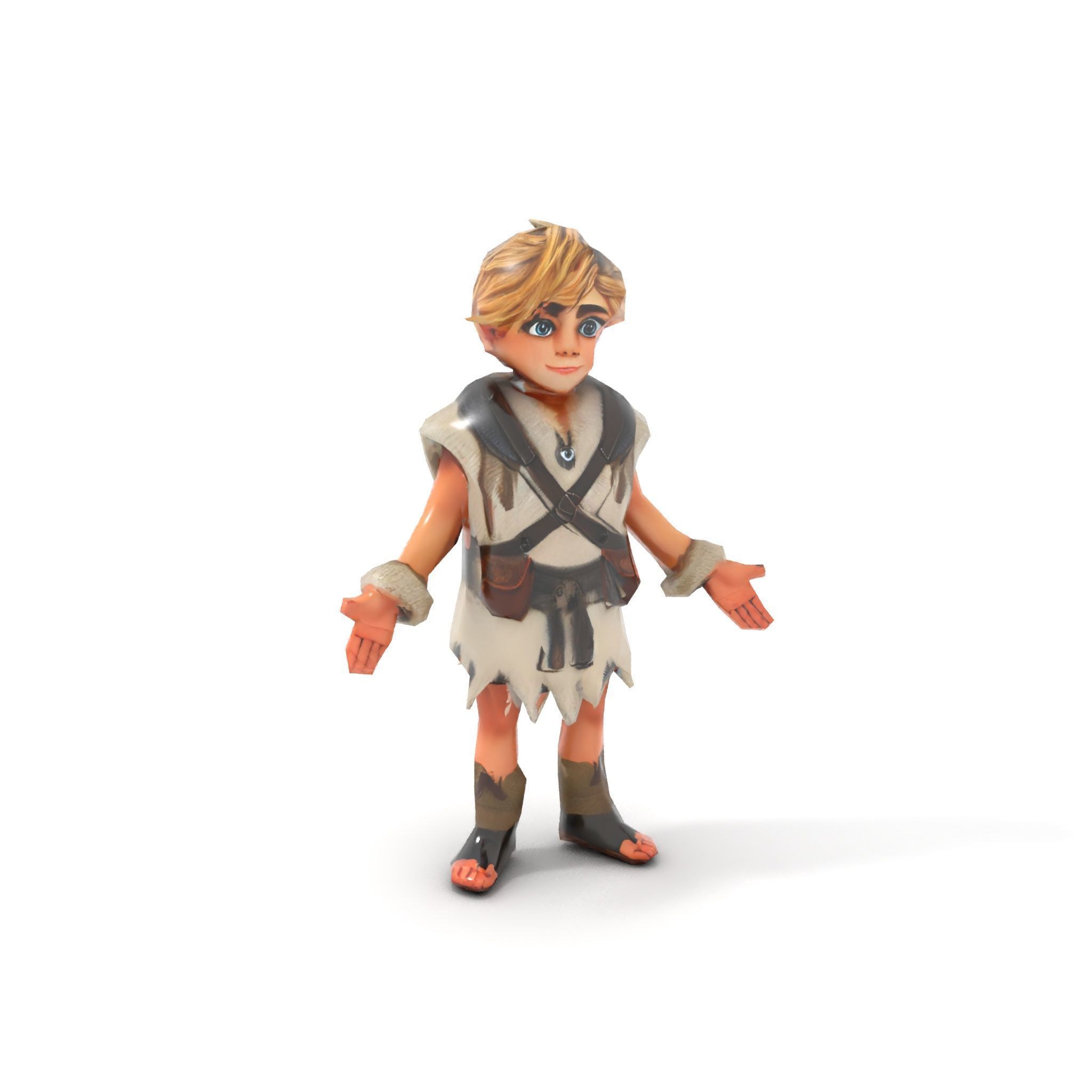 Blonde Adventurer Boy Rigged and Animated D Character Model Low-poly 3D model_27