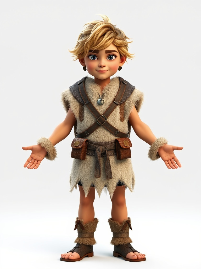 Blonde Adventurer Boy Rigged and Animated D Character Model Low-poly 3D model_2