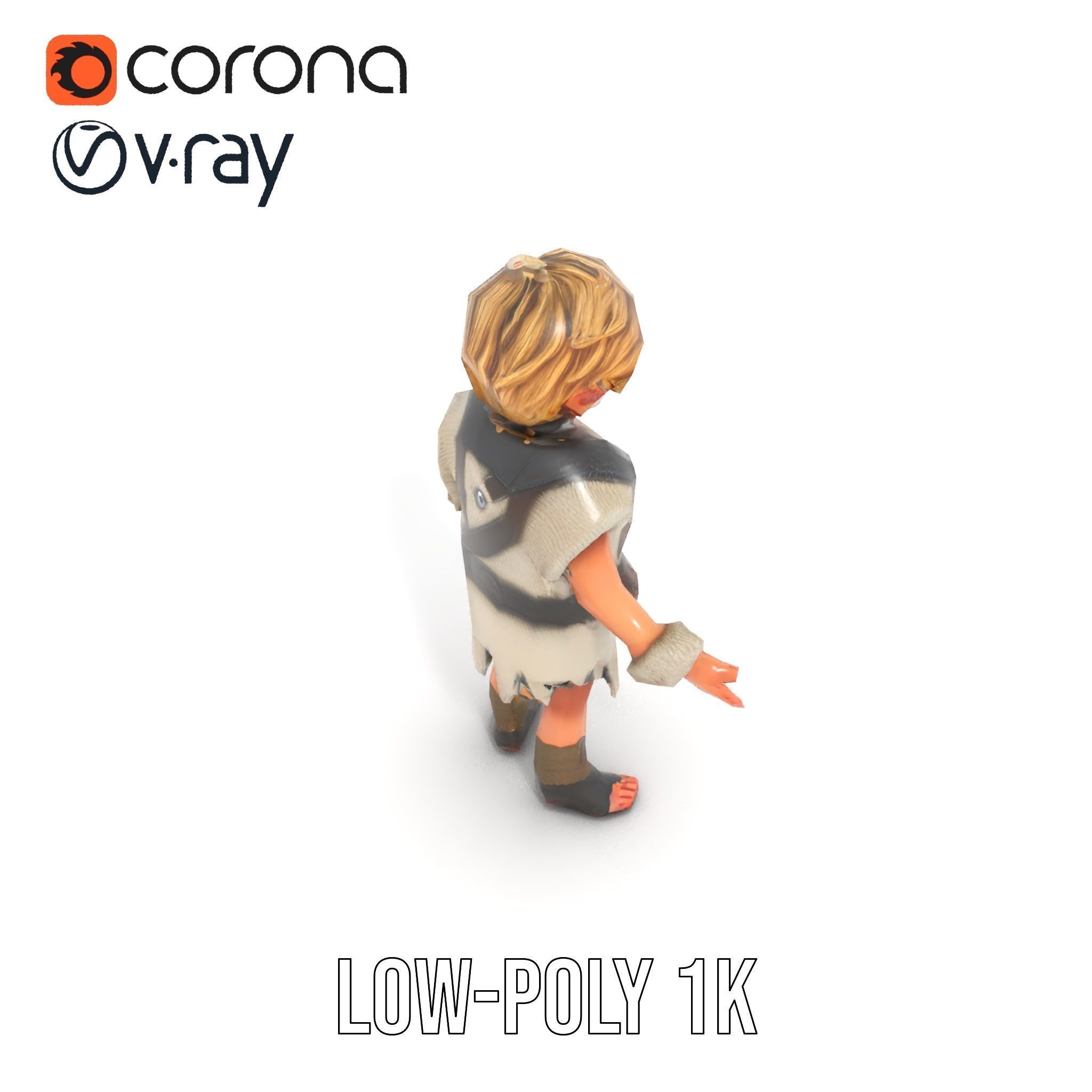 Blonde Adventurer Boy Rigged and Animated D Character Model Low-poly 3D model_7