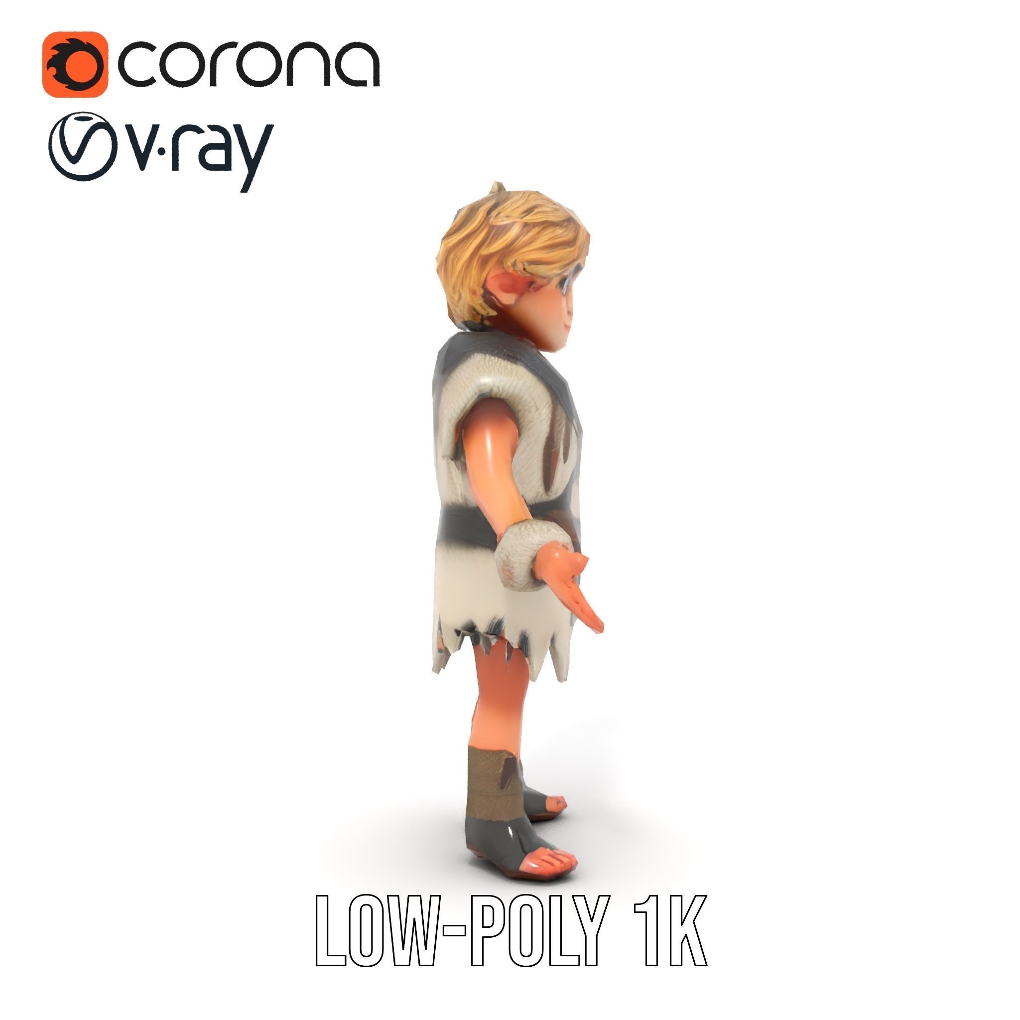 Blonde Adventurer Boy Rigged and Animated D Character Model Low-poly 3D model_10