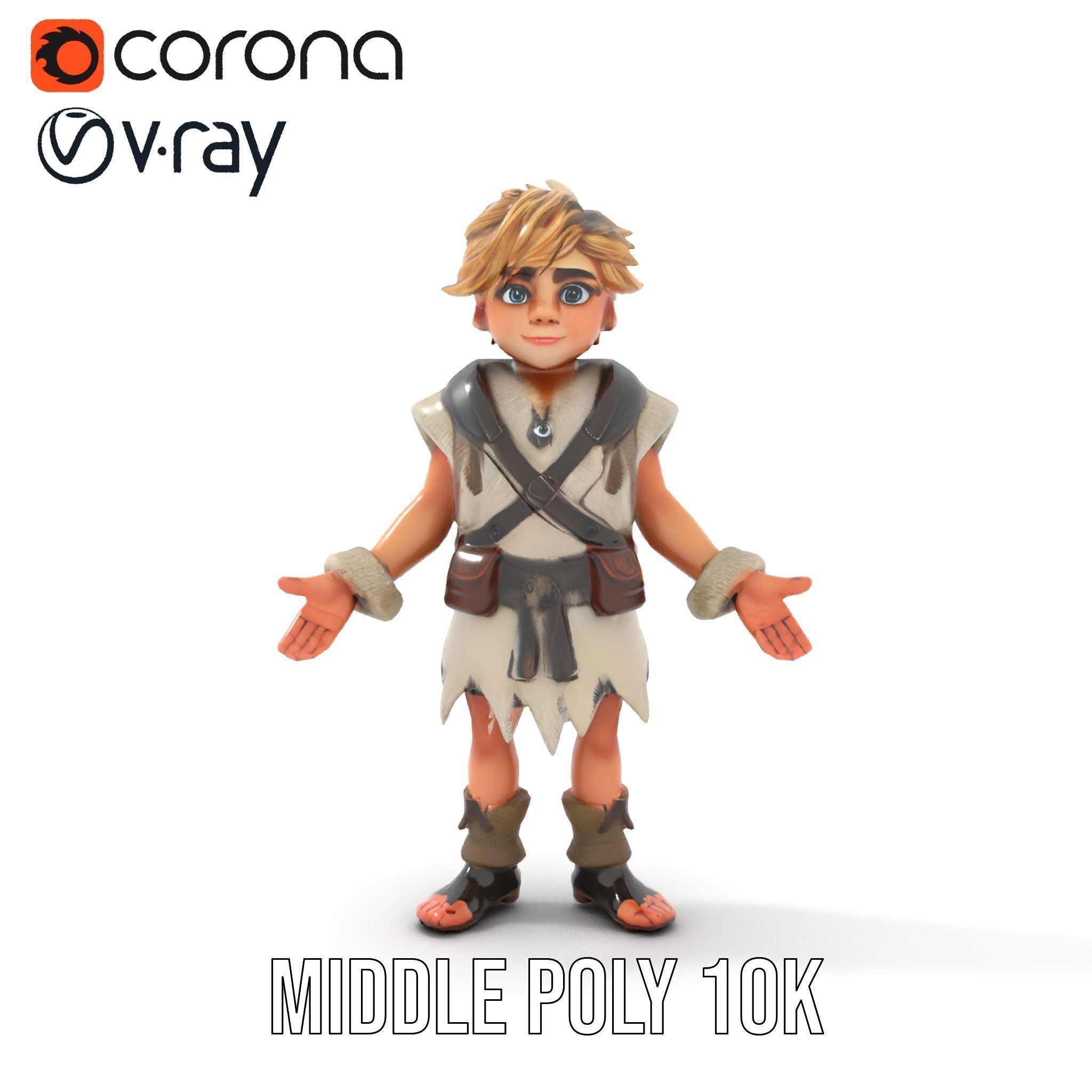 Blonde Adventurer Boy Rigged and Animated D Character Model Low-poly 3D model_21