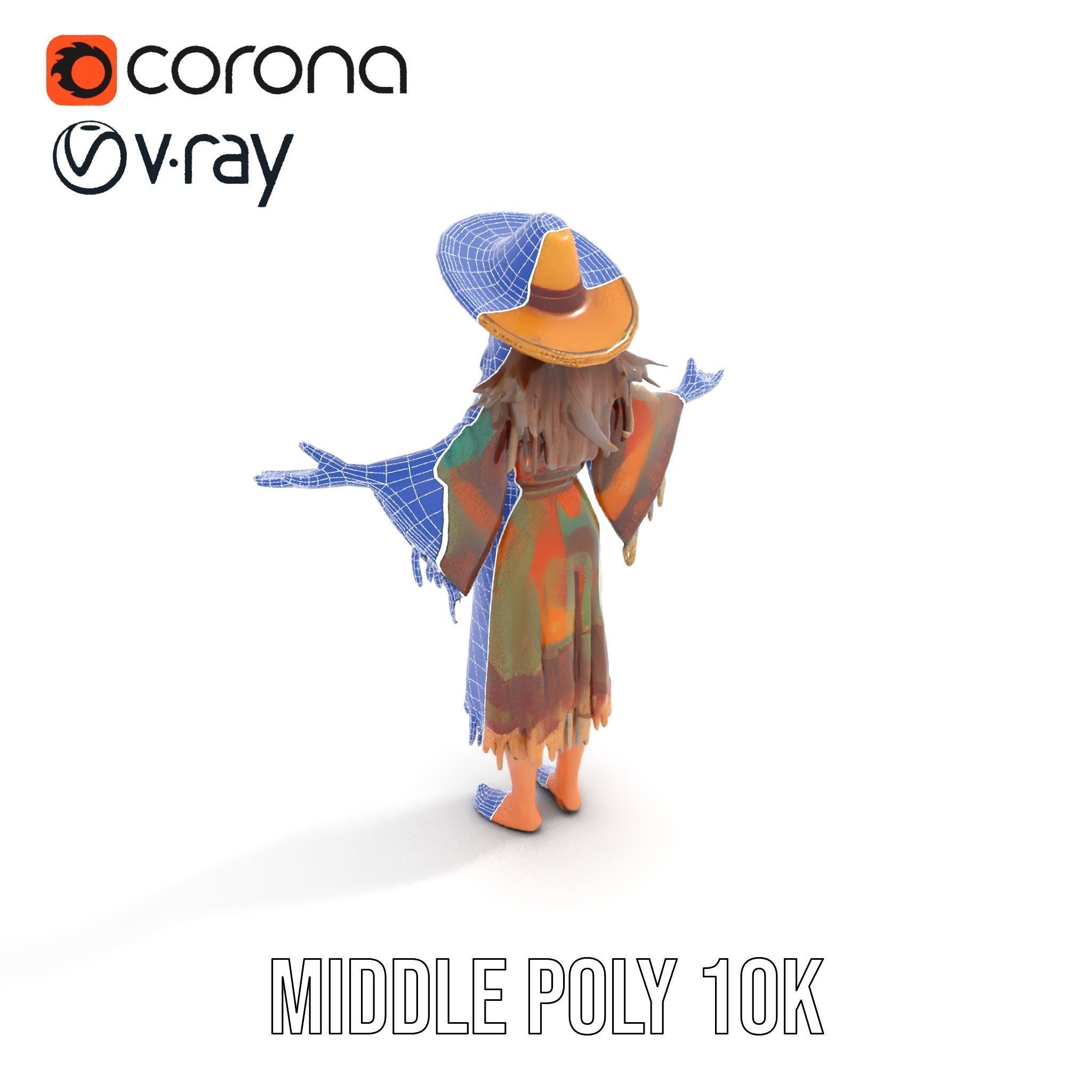 Bohemian Woman Character Model  Rigged and Animated Low-poly 3D model_24