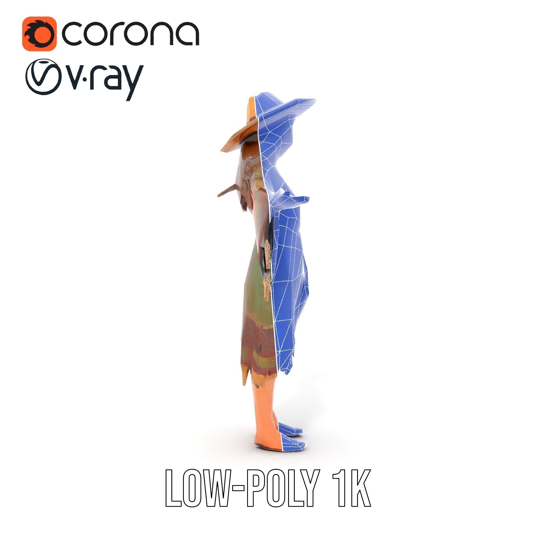 Bohemian Woman Character Model  Rigged and Animated Low-poly 3D model_31