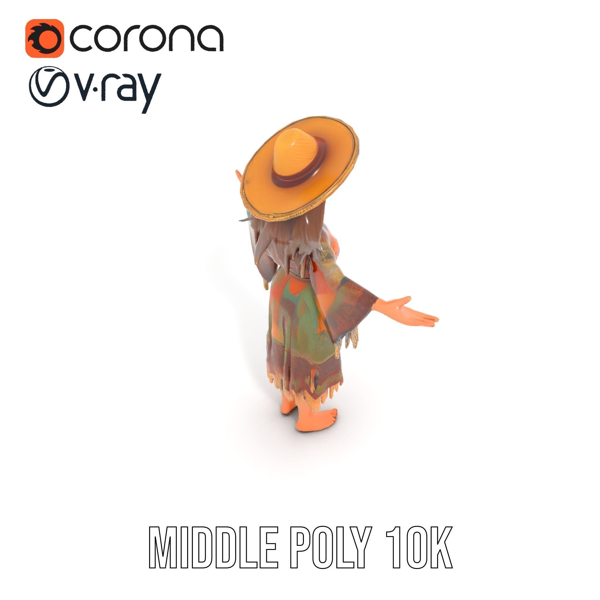 Bohemian Woman Character Model  Rigged and Animated Low-poly 3D model_13