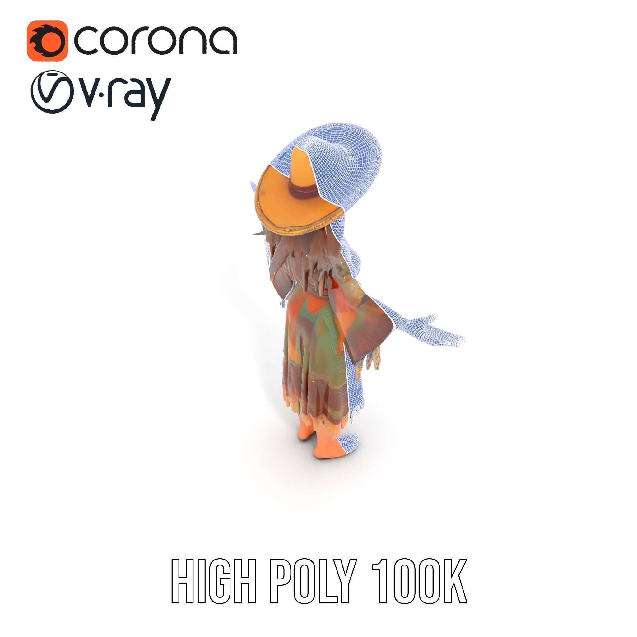 Bohemian Woman Character Model  Rigged and Animated Low-poly 3D model_35