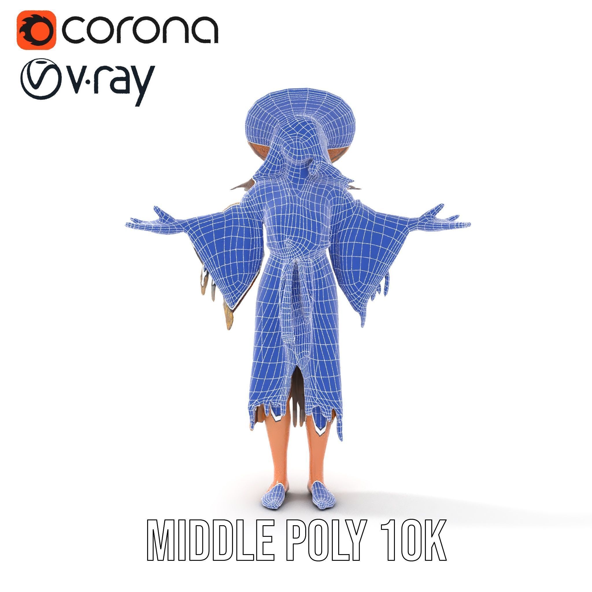 Bohemian Woman Character Model  Rigged and Animated Low-poly 3D model_32