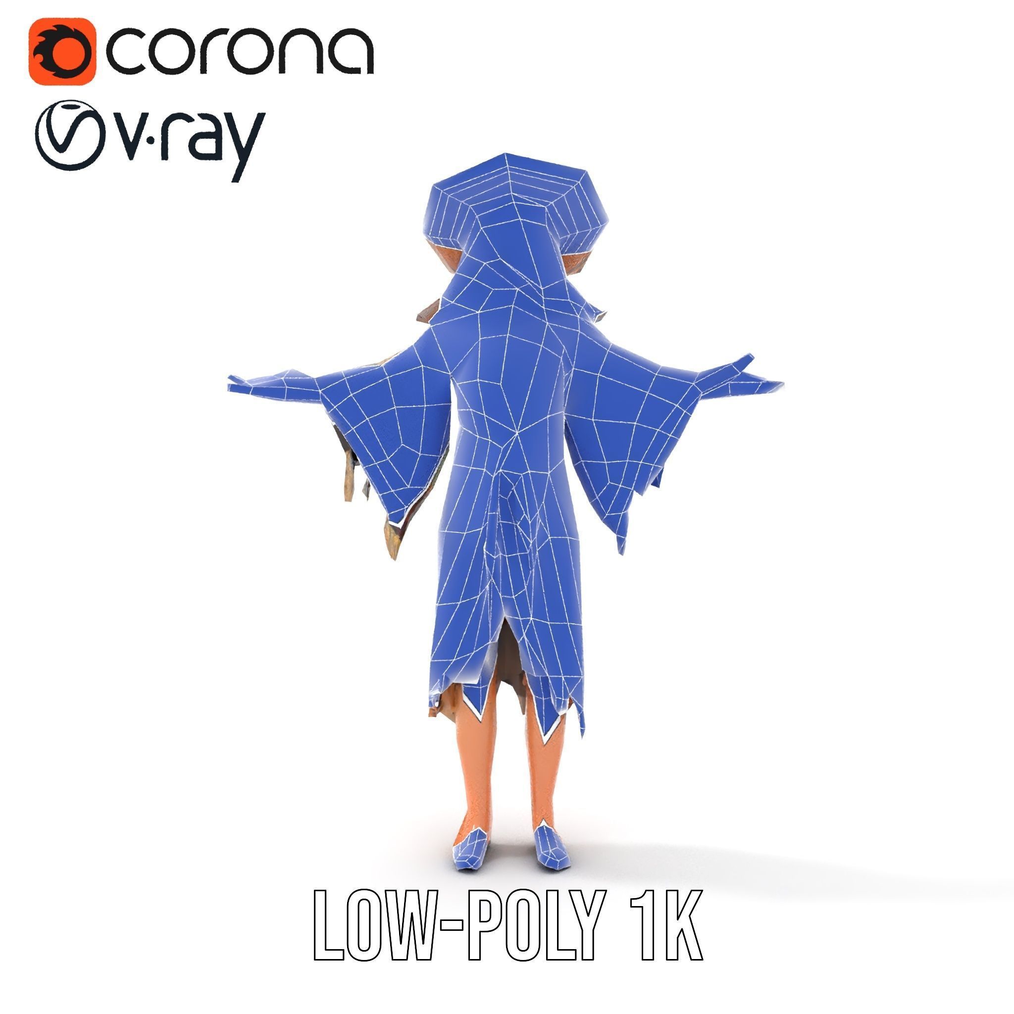 Bohemian Woman Character Model  Rigged and Animated Low-poly 3D model_20