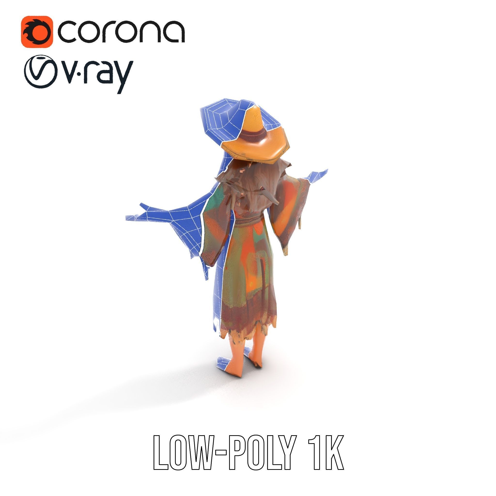 Bohemian Woman Character Model  Rigged and Animated Low-poly 3D model_17