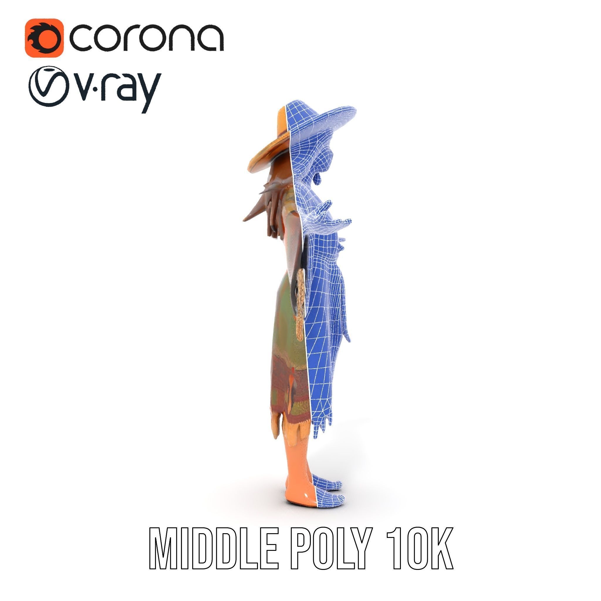 Bohemian Woman Character Model  Rigged and Animated Low-poly 3D model_30