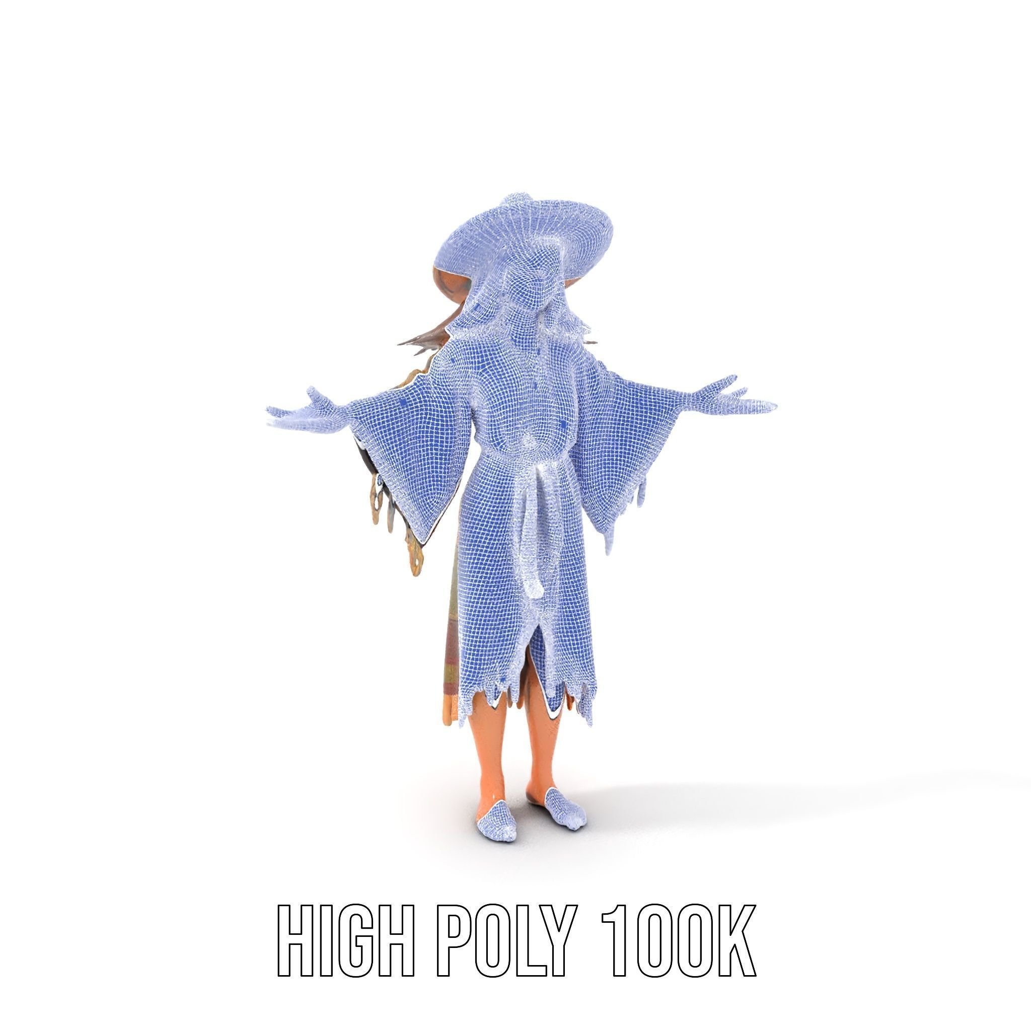 Bohemian Woman Character Model  Rigged and Animated Low-poly 3D model_4