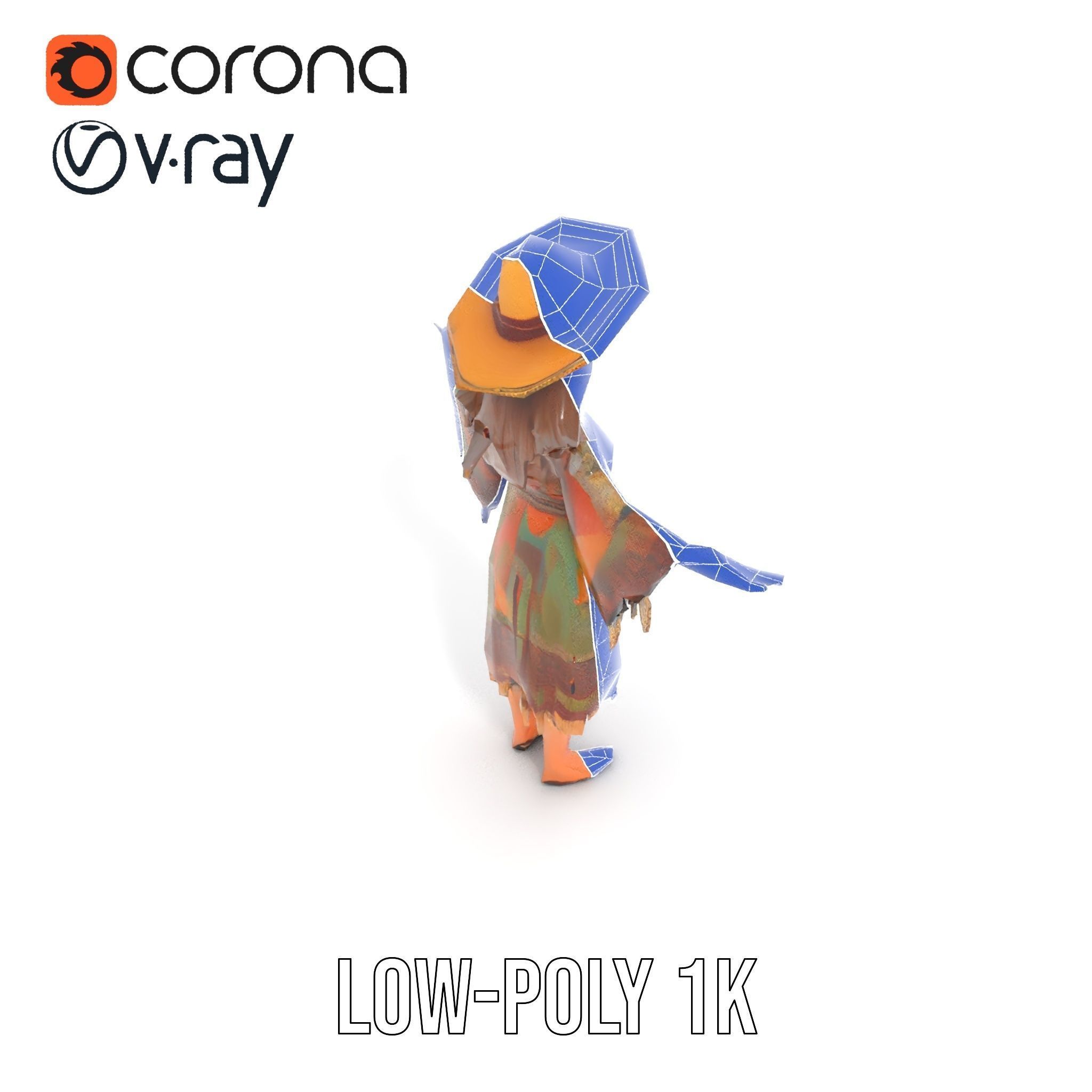 Bohemian Woman Character Model  Rigged and Animated Low-poly 3D model_23