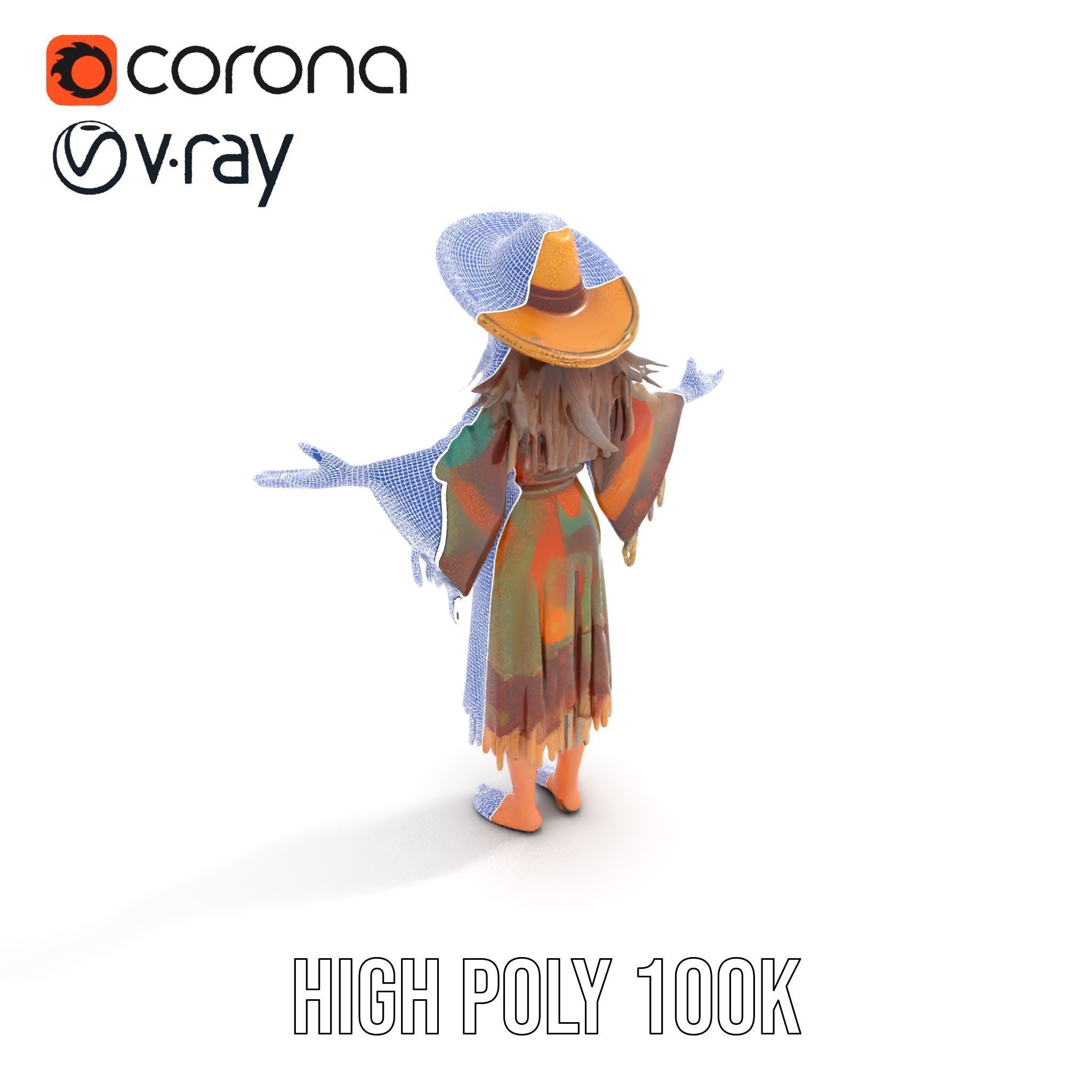 Bohemian Woman Character Model  Rigged and Animated Low-poly 3D model_18
