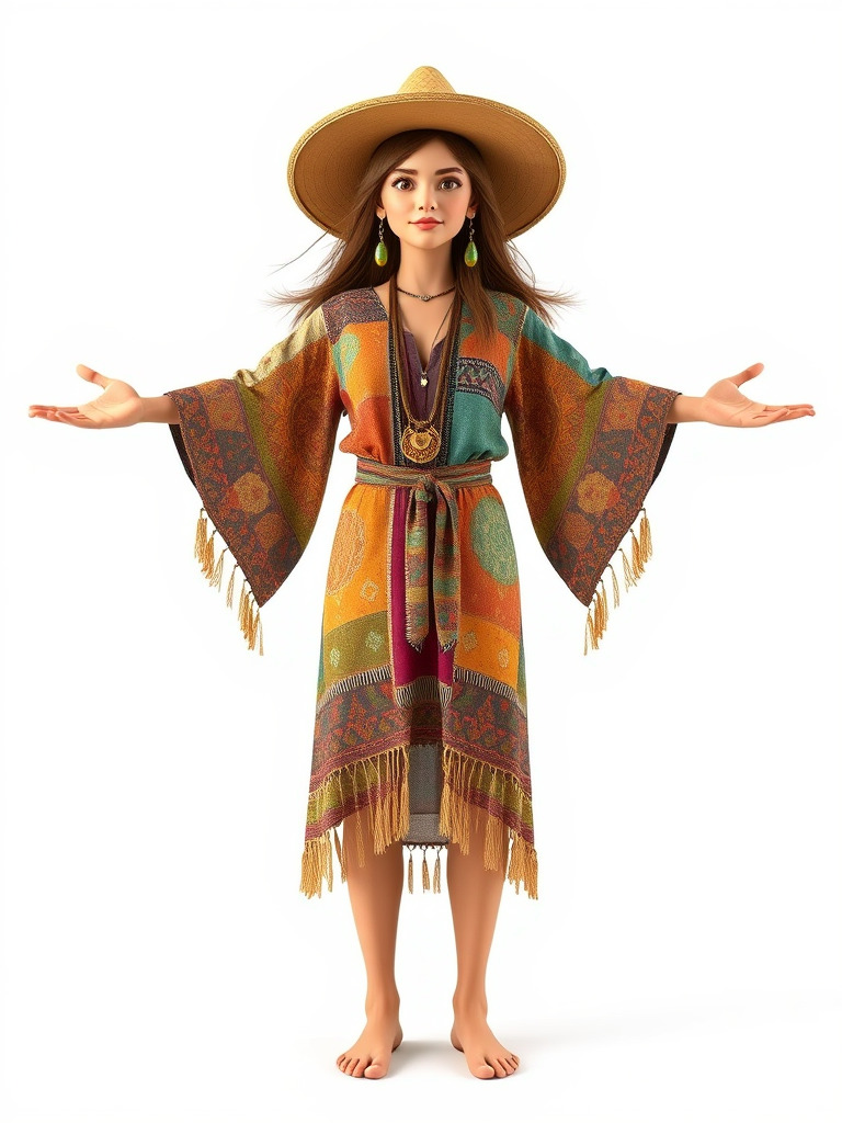 Bohemian Woman Character Model  Rigged and Animated Low-poly 3D model_2