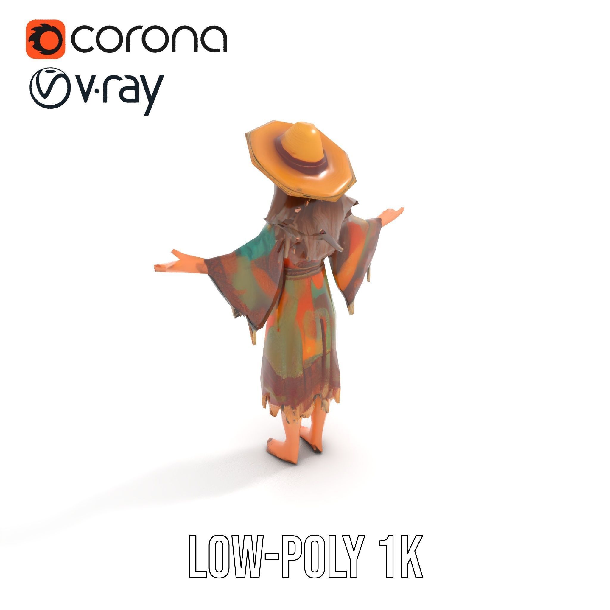 Bohemian Woman Character Model  Rigged and Animated Low-poly 3D model_9