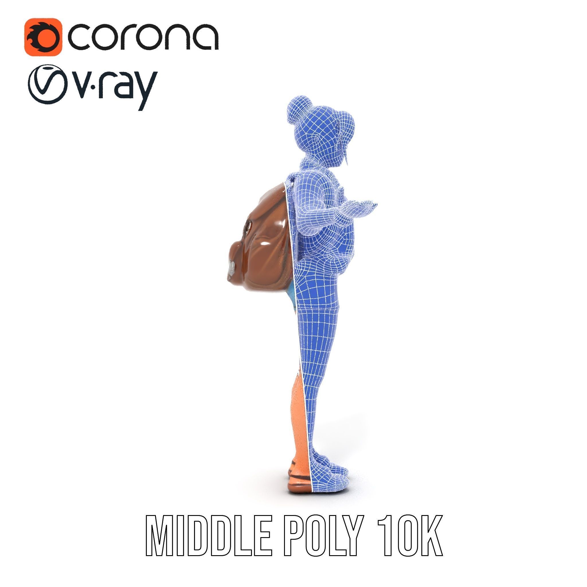 Casual Female Explorer Rigged and Animated Character Model Low-poly 3D model_35