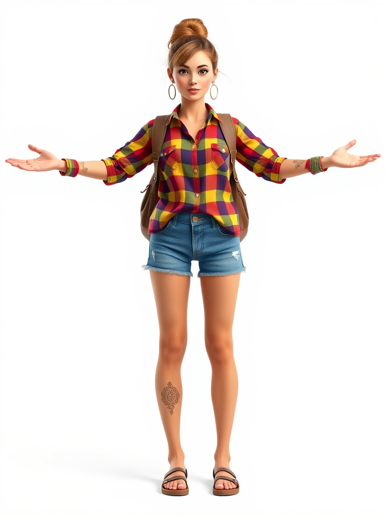 Casual Female Explorer Rigged and Animated Character Model Low-poly 3D model_3