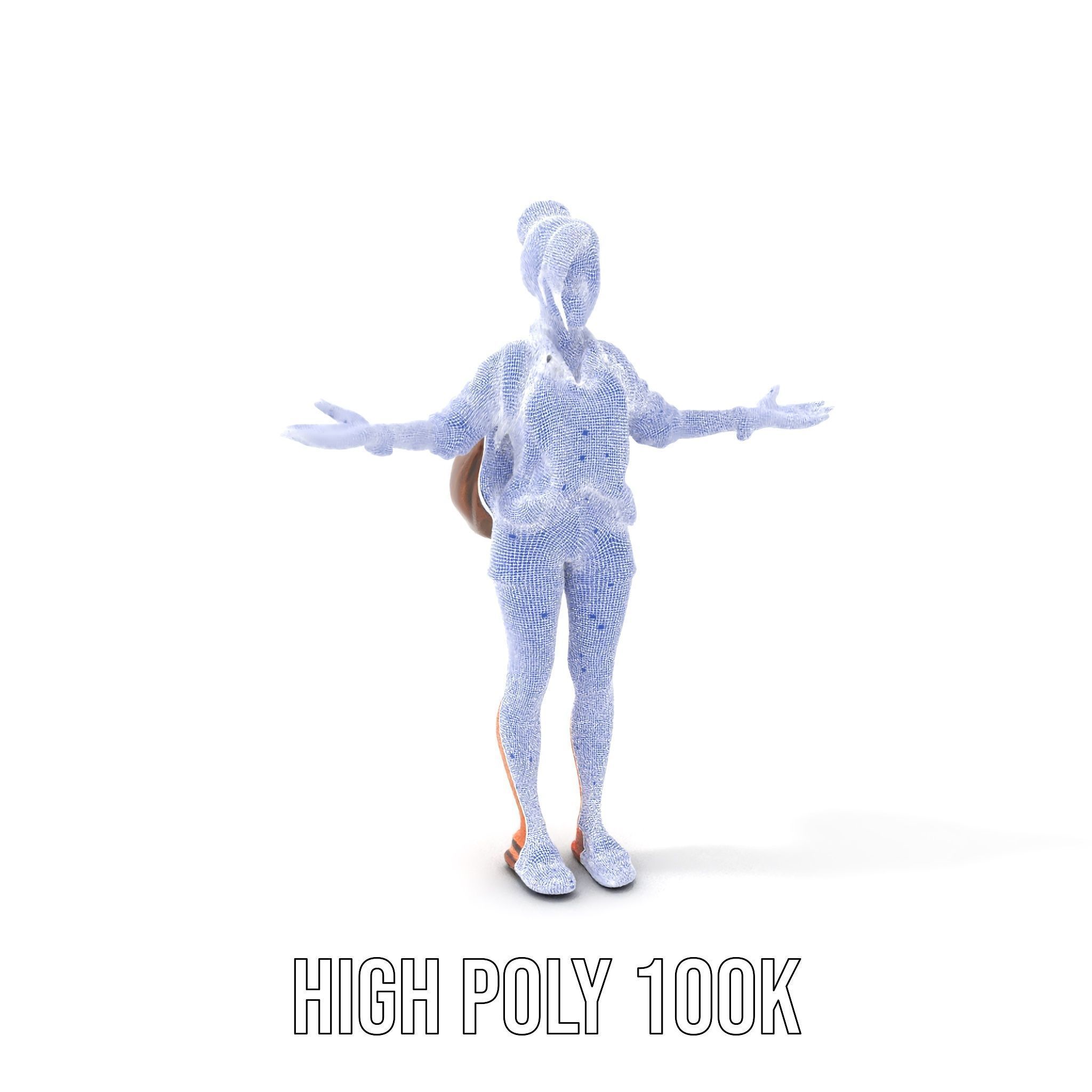 Casual Female Explorer Rigged and Animated Character Model Low-poly 3D model_5