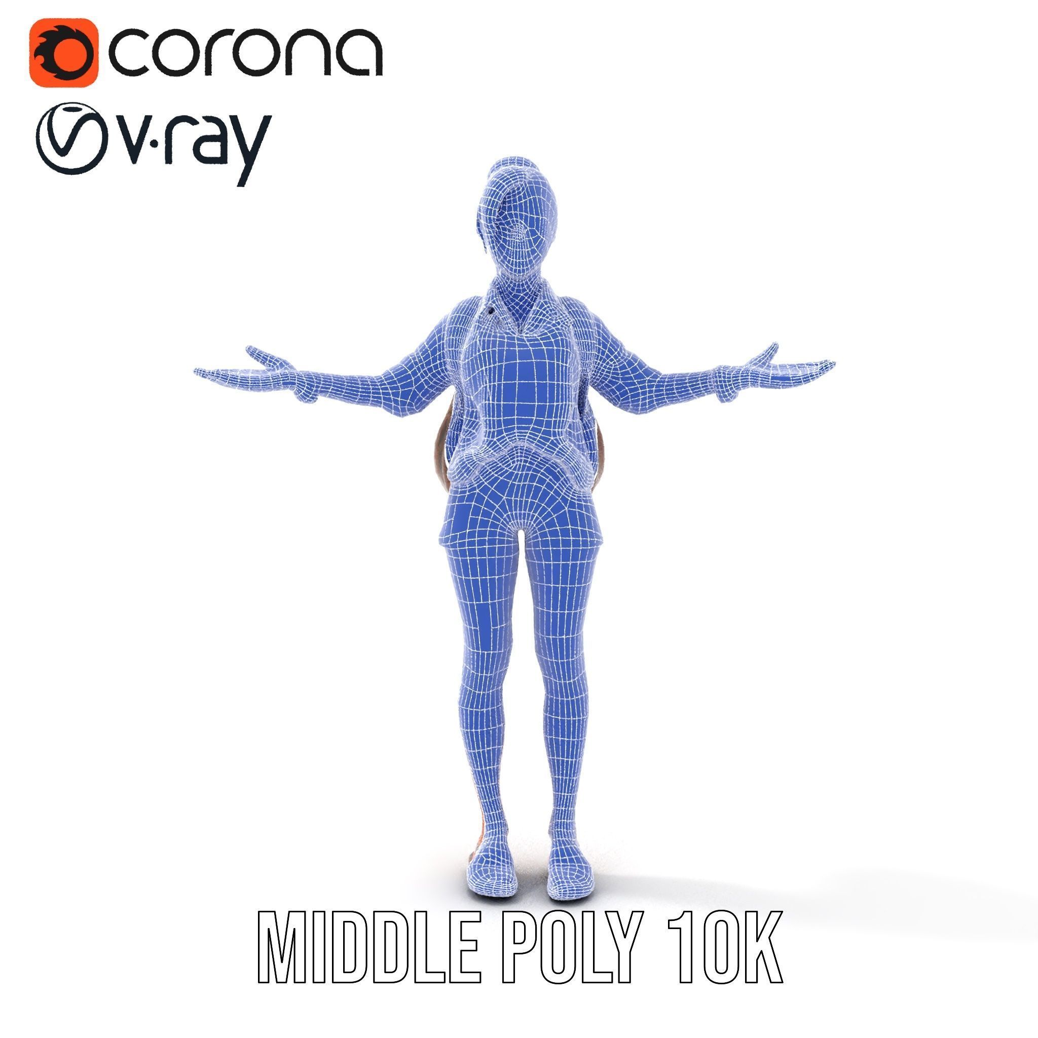 Casual Female Explorer Rigged and Animated Character Model Low-poly 3D model_31