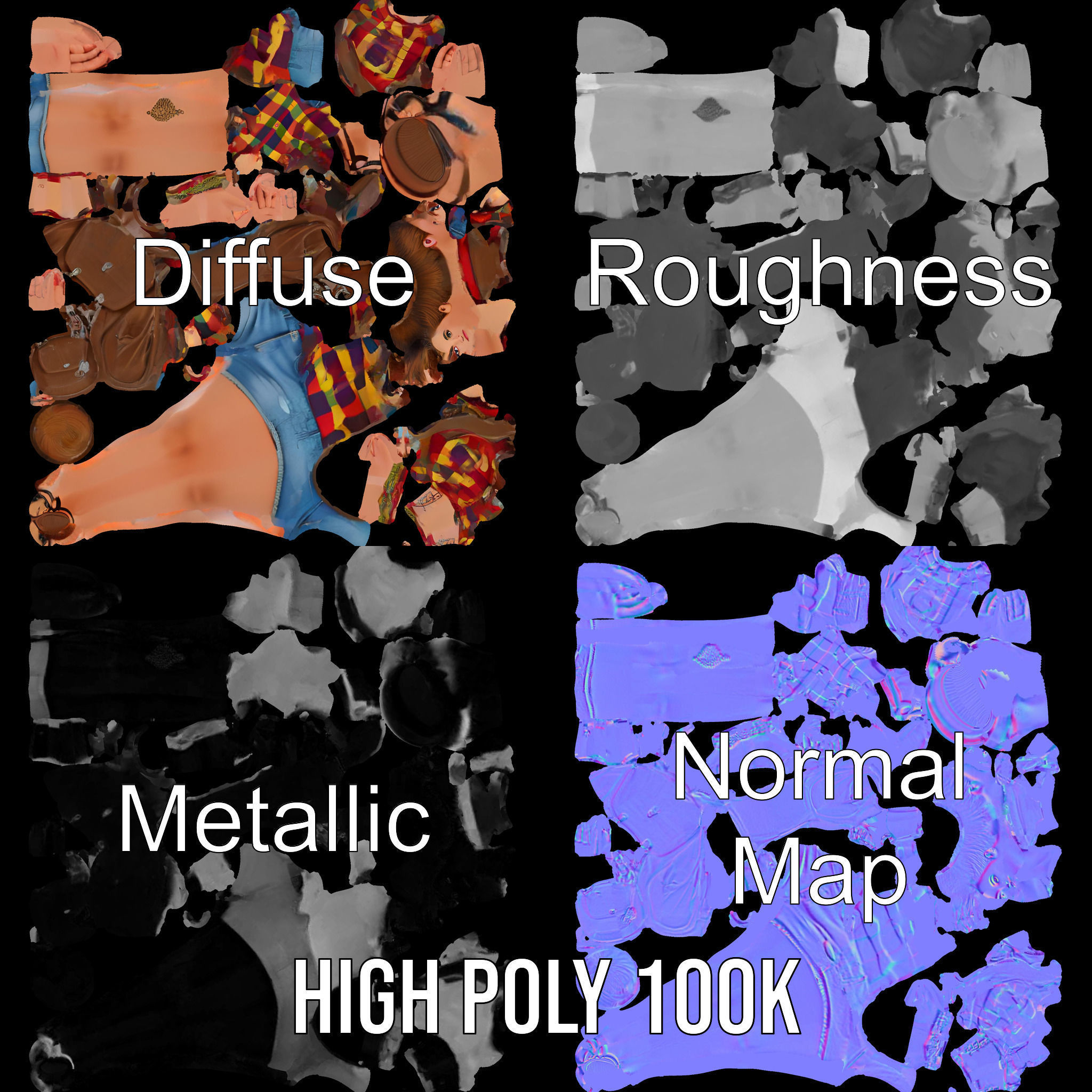 Casual Female Explorer Rigged and Animated Character Model Low-poly 3D model_4