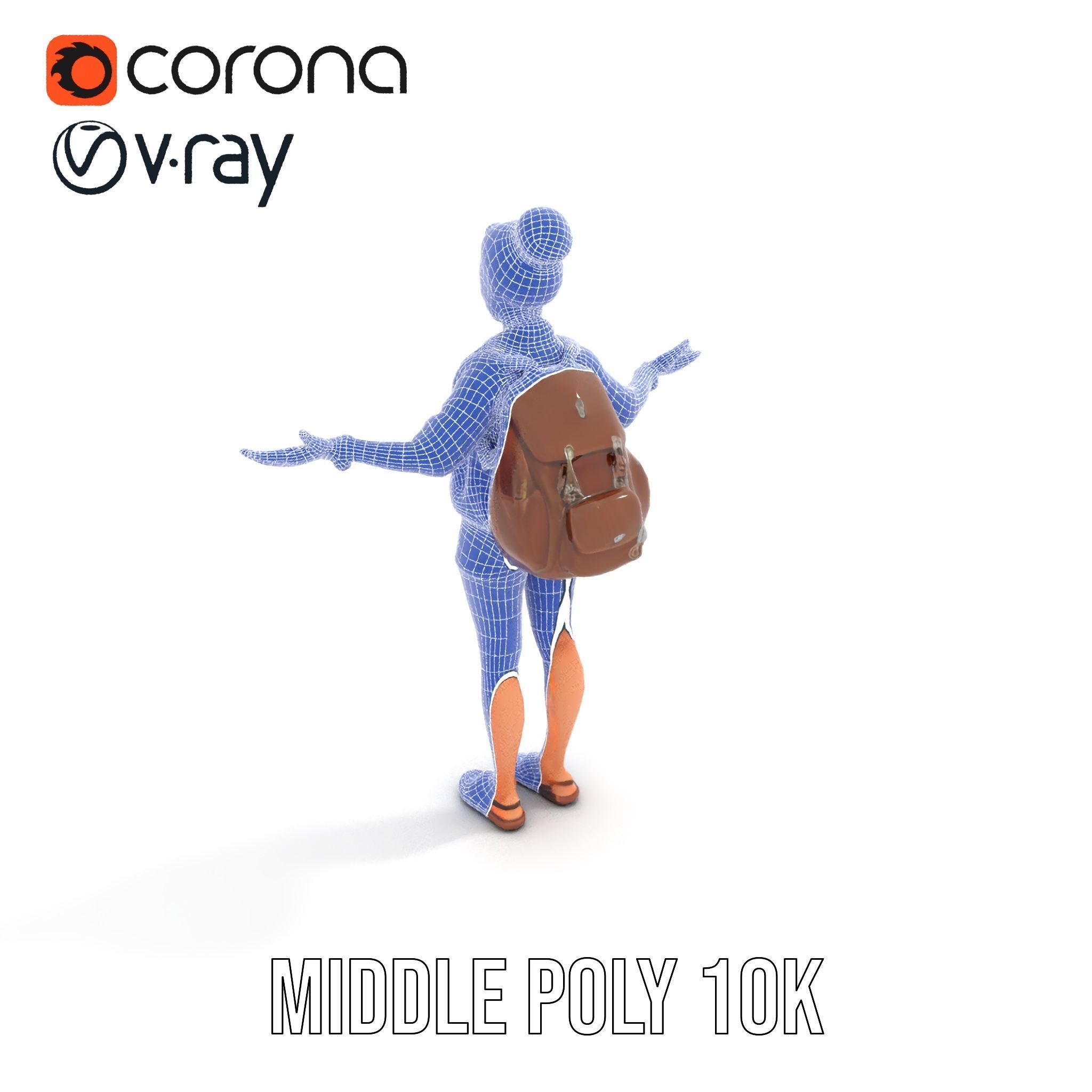 Casual Female Explorer Rigged and Animated Character Model Low-poly 3D model_16