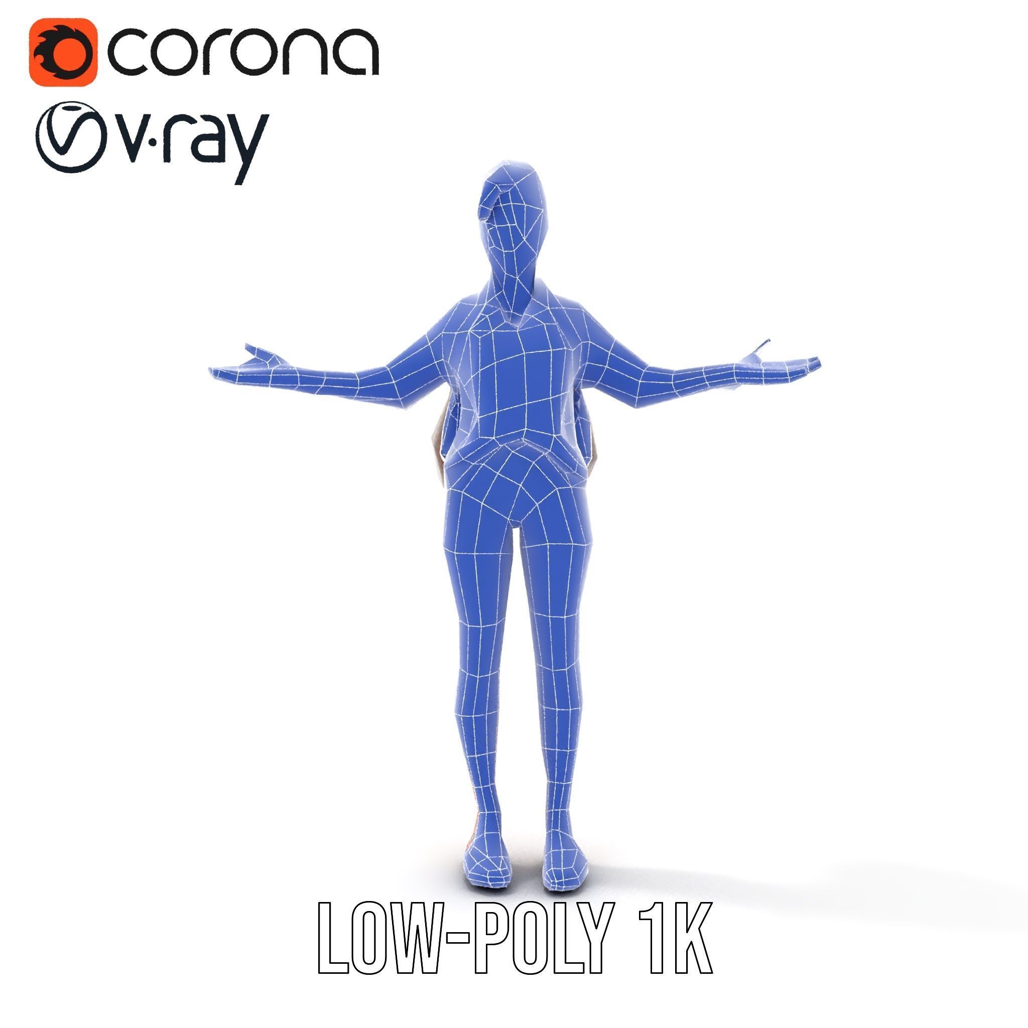 Casual Female Explorer Rigged and Animated Character Model Low-poly 3D model_32