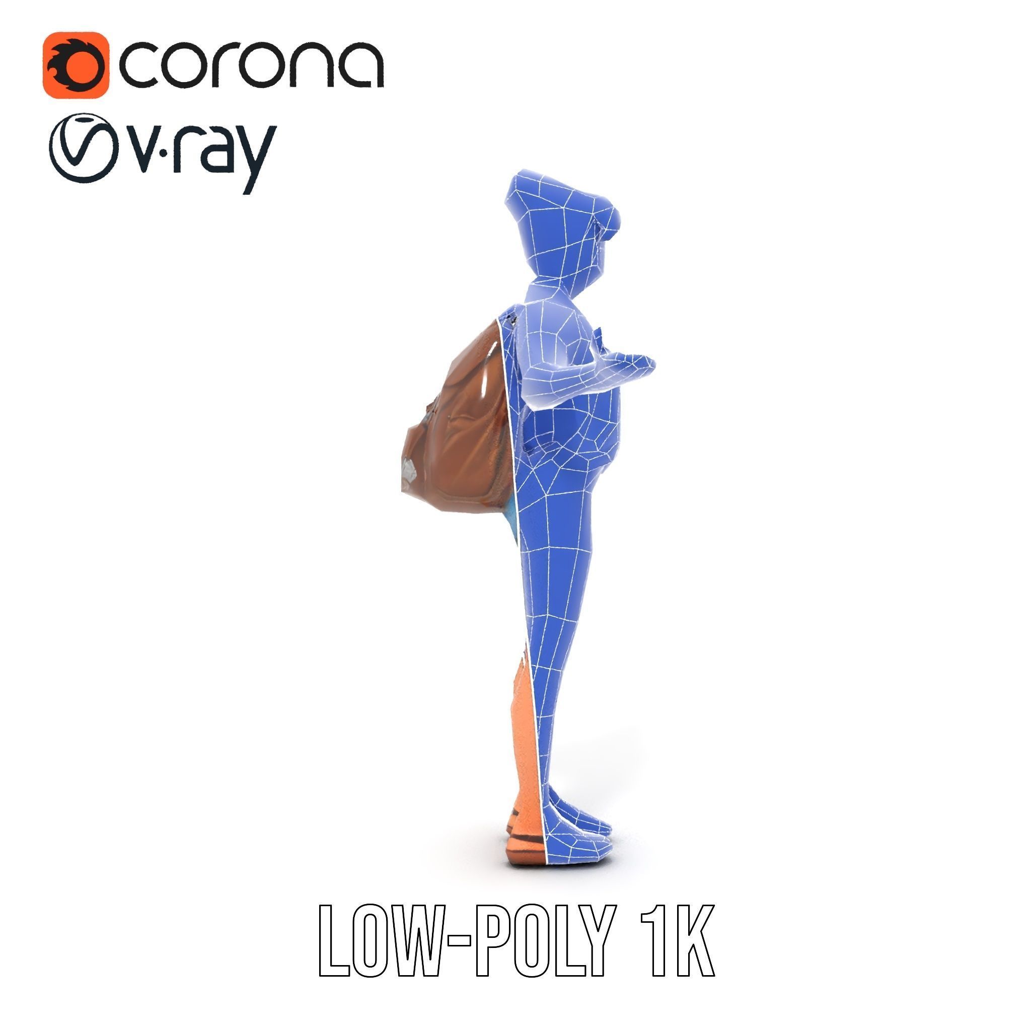 Casual Female Explorer Rigged and Animated Character Model Low-poly 3D model_23