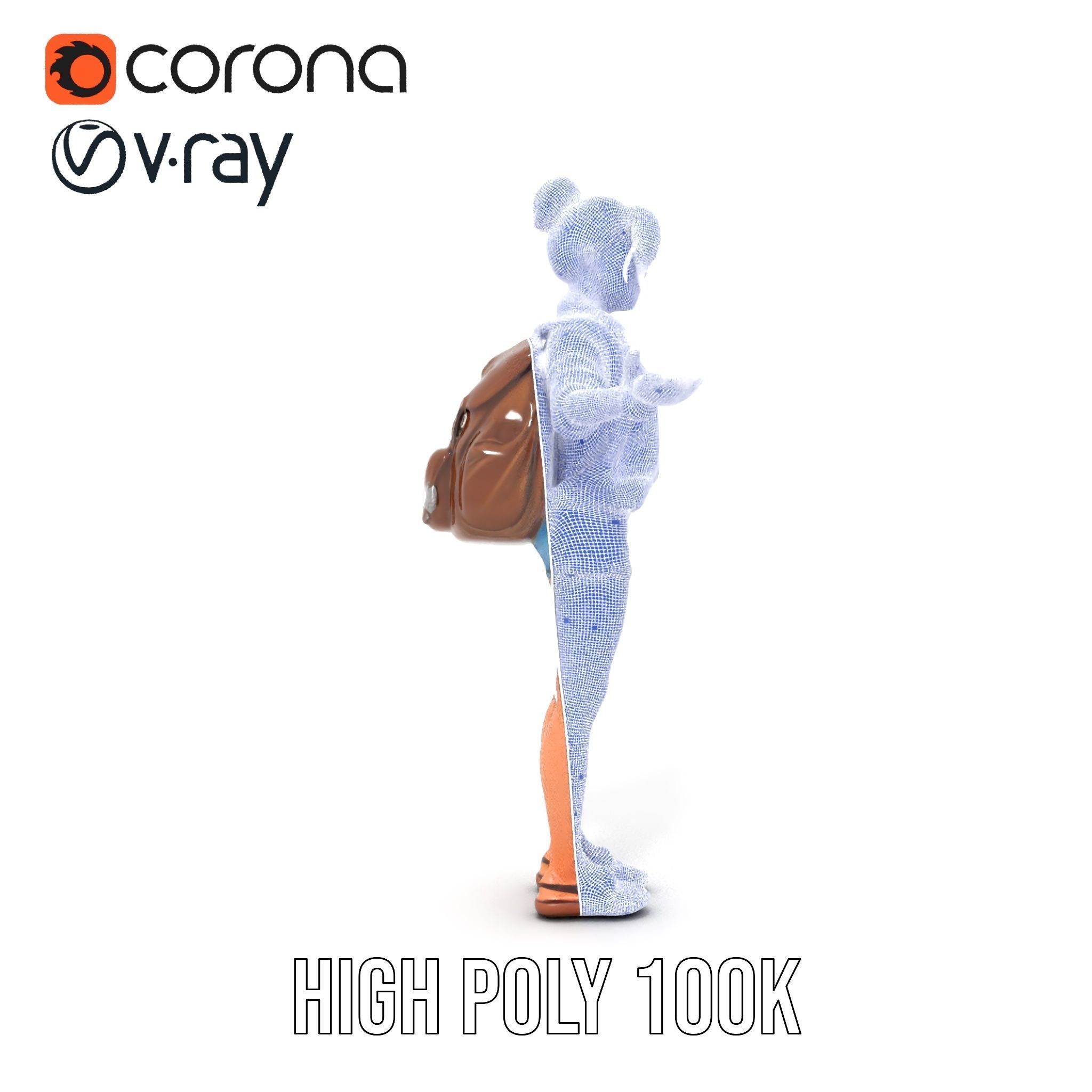 Casual Female Explorer Rigged and Animated Character Model Low-poly 3D model_36