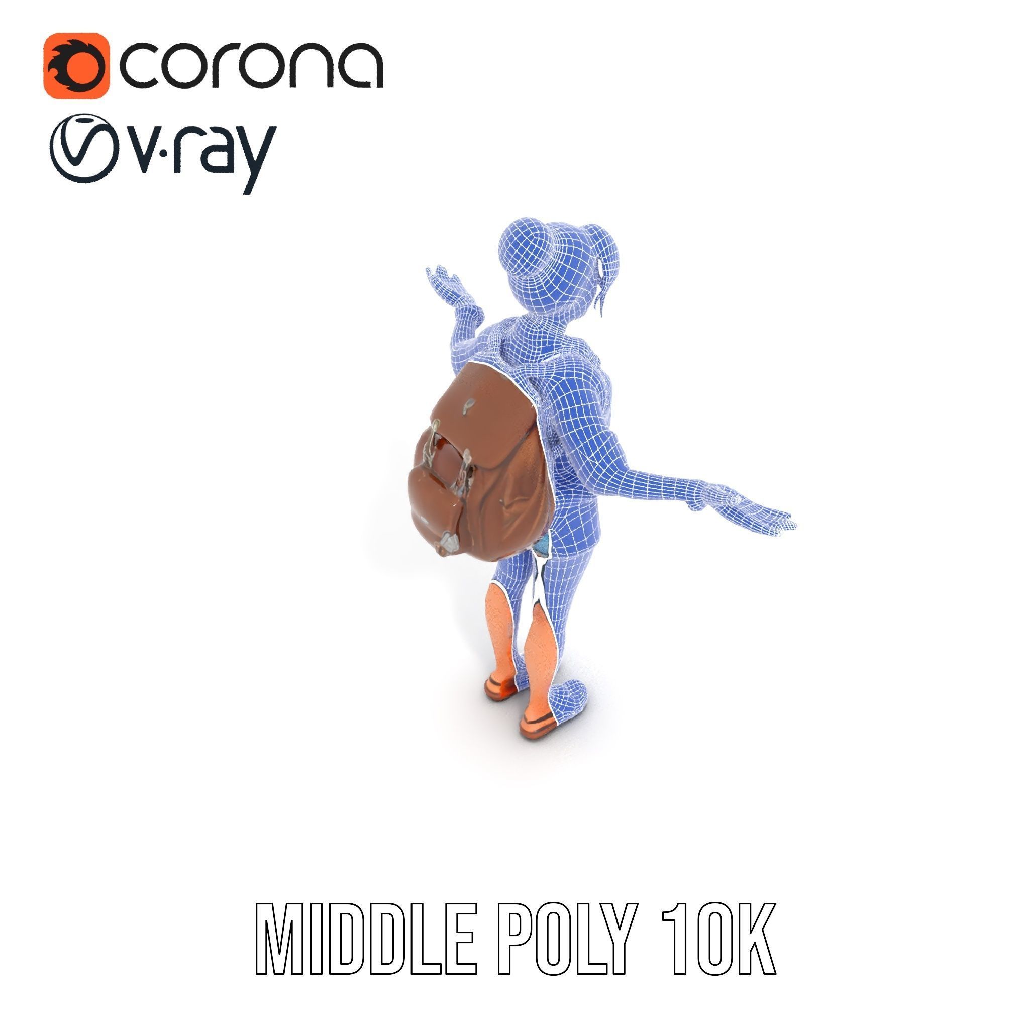 Casual Female Explorer Rigged and Animated Character Model Low-poly 3D model_22