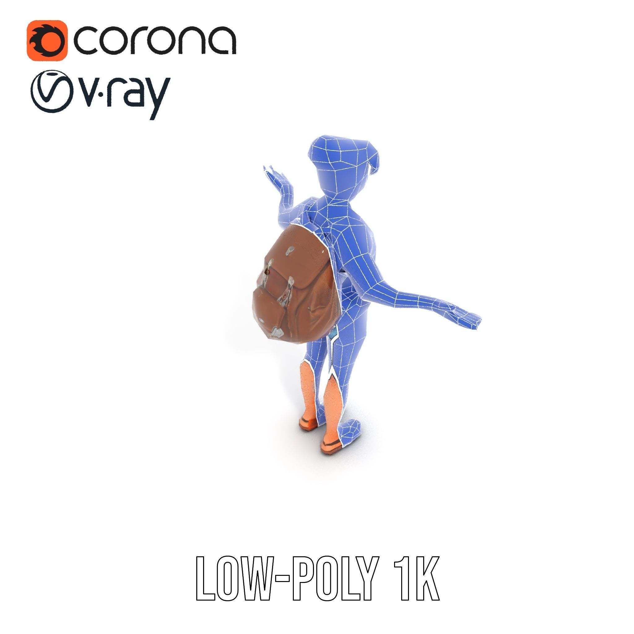 Casual Female Explorer Rigged and Animated Character Model Low-poly 3D model_26