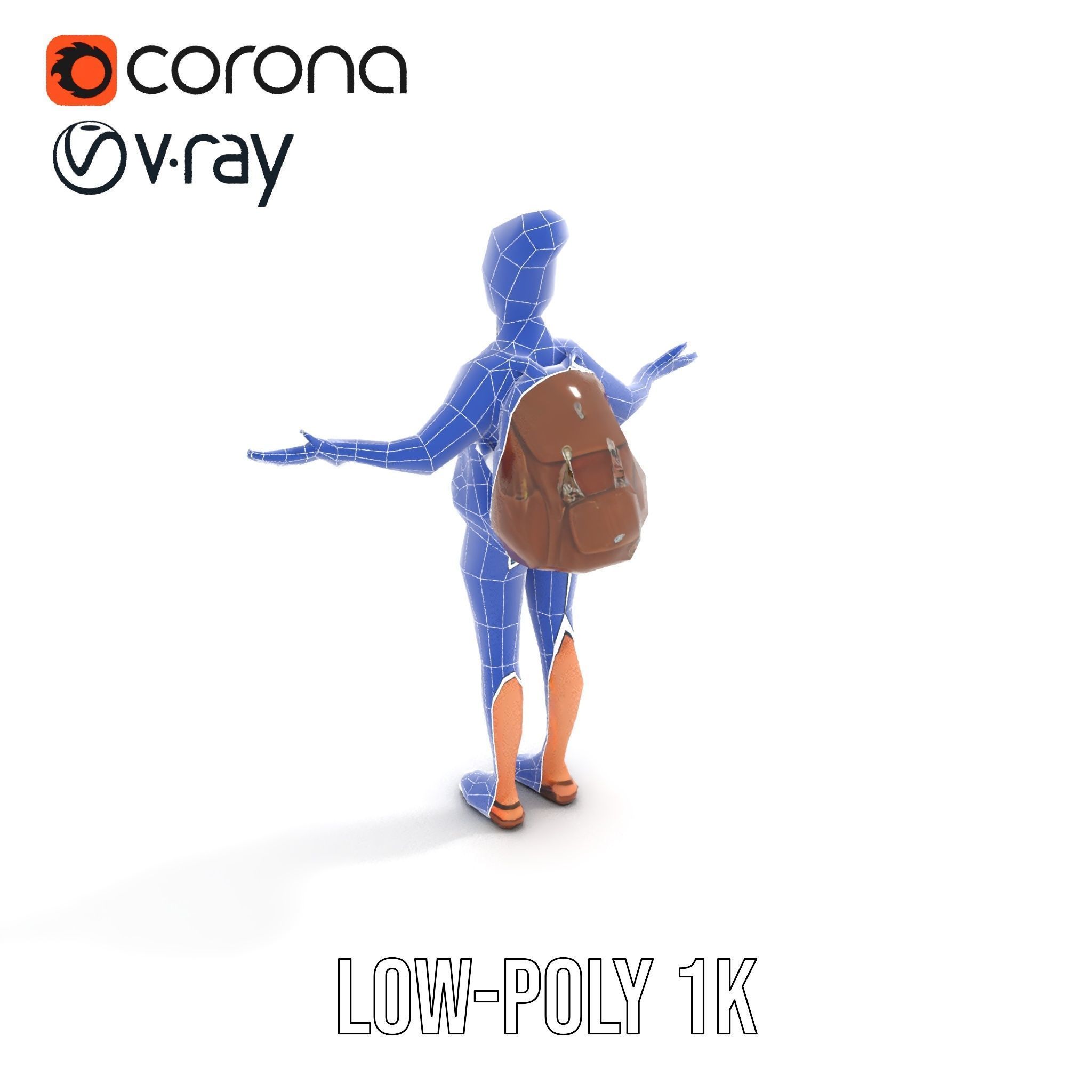 Casual Female Explorer Rigged and Animated Character Model Low-poly 3D model_29