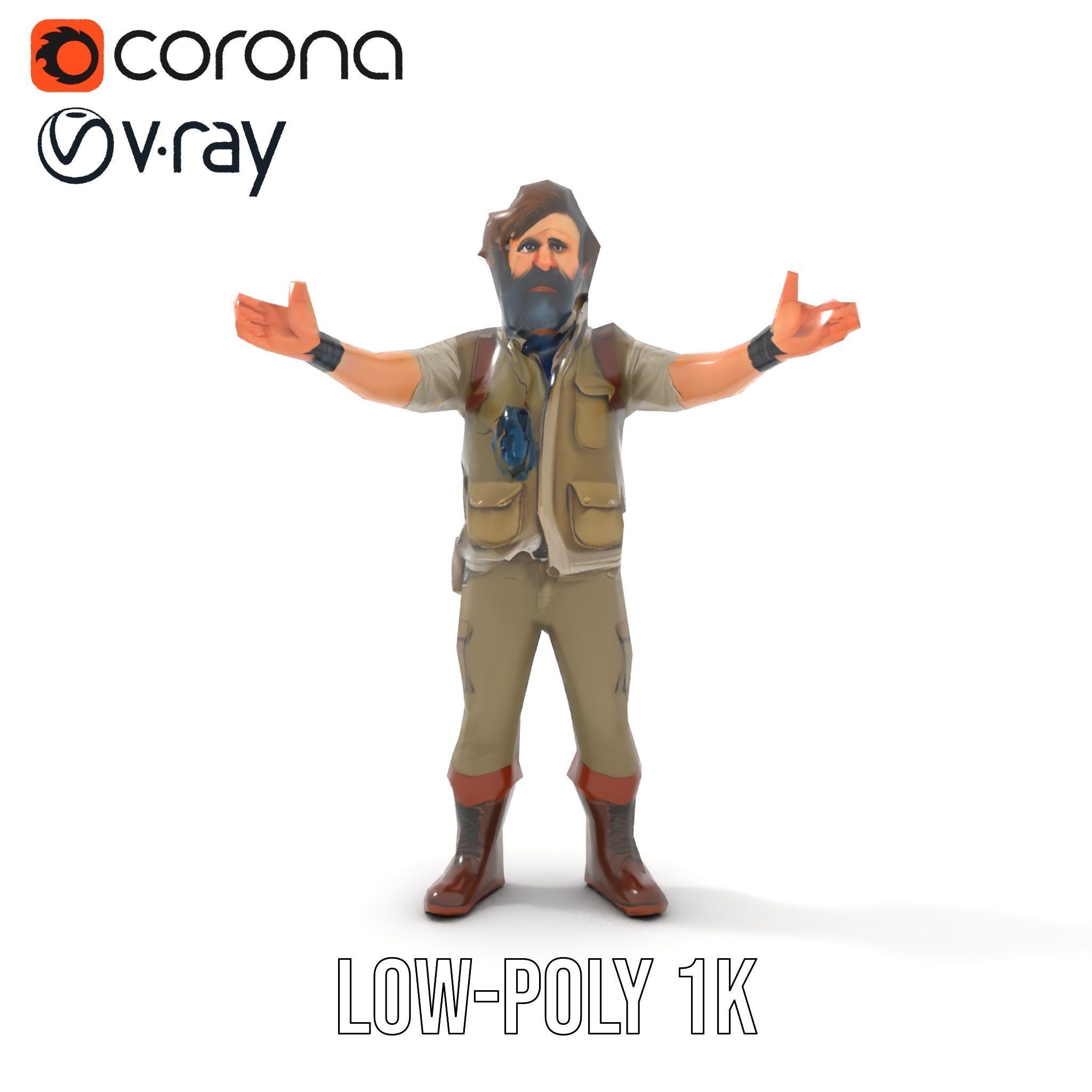 Explorer Character Rigged and Animated D Model with Detailed ... Low-poly 3D model_13
