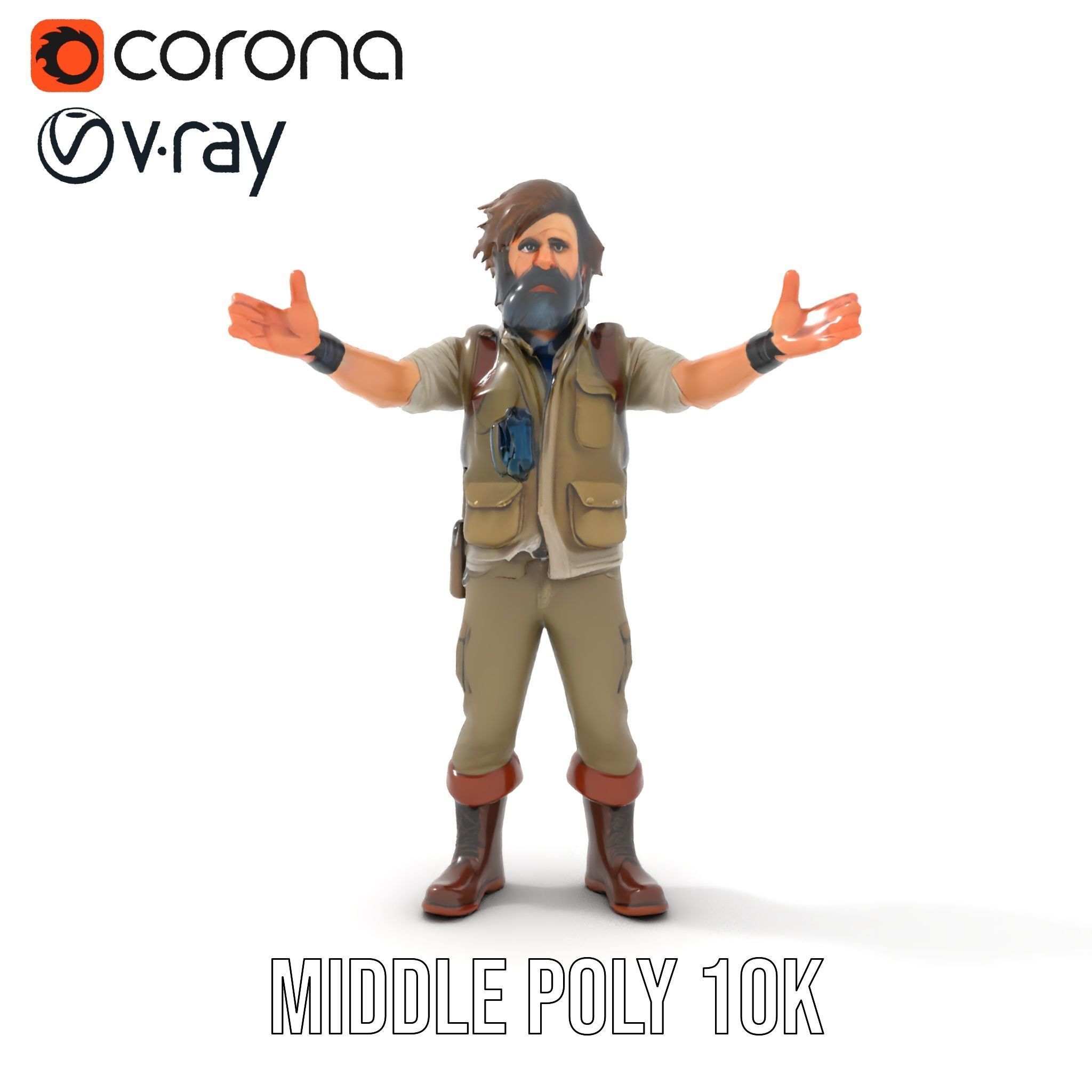 Explorer Character Rigged and Animated D Model with Detailed ... Low-poly 3D model_20