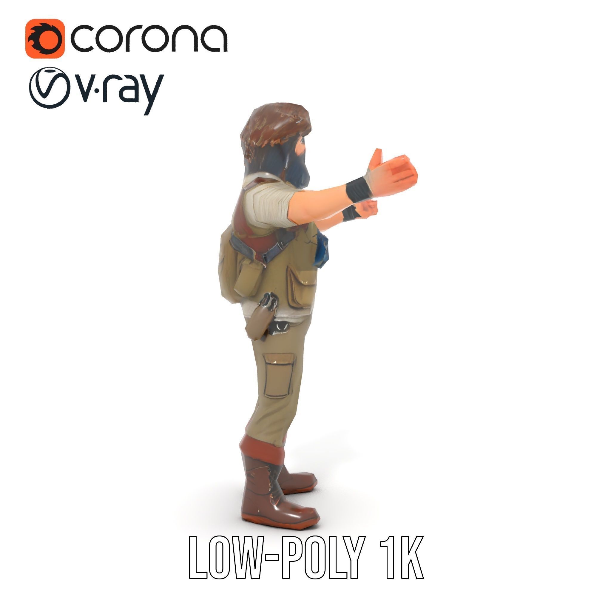 Explorer Character Rigged and Animated D Model with Detailed ... Low-poly 3D model_11