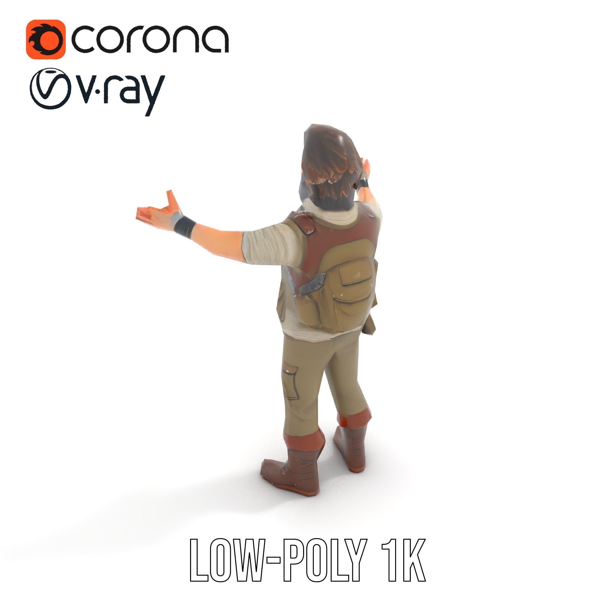 Explorer Character Rigged and Animated D Model with Detailed ... Low-poly 3D model_7