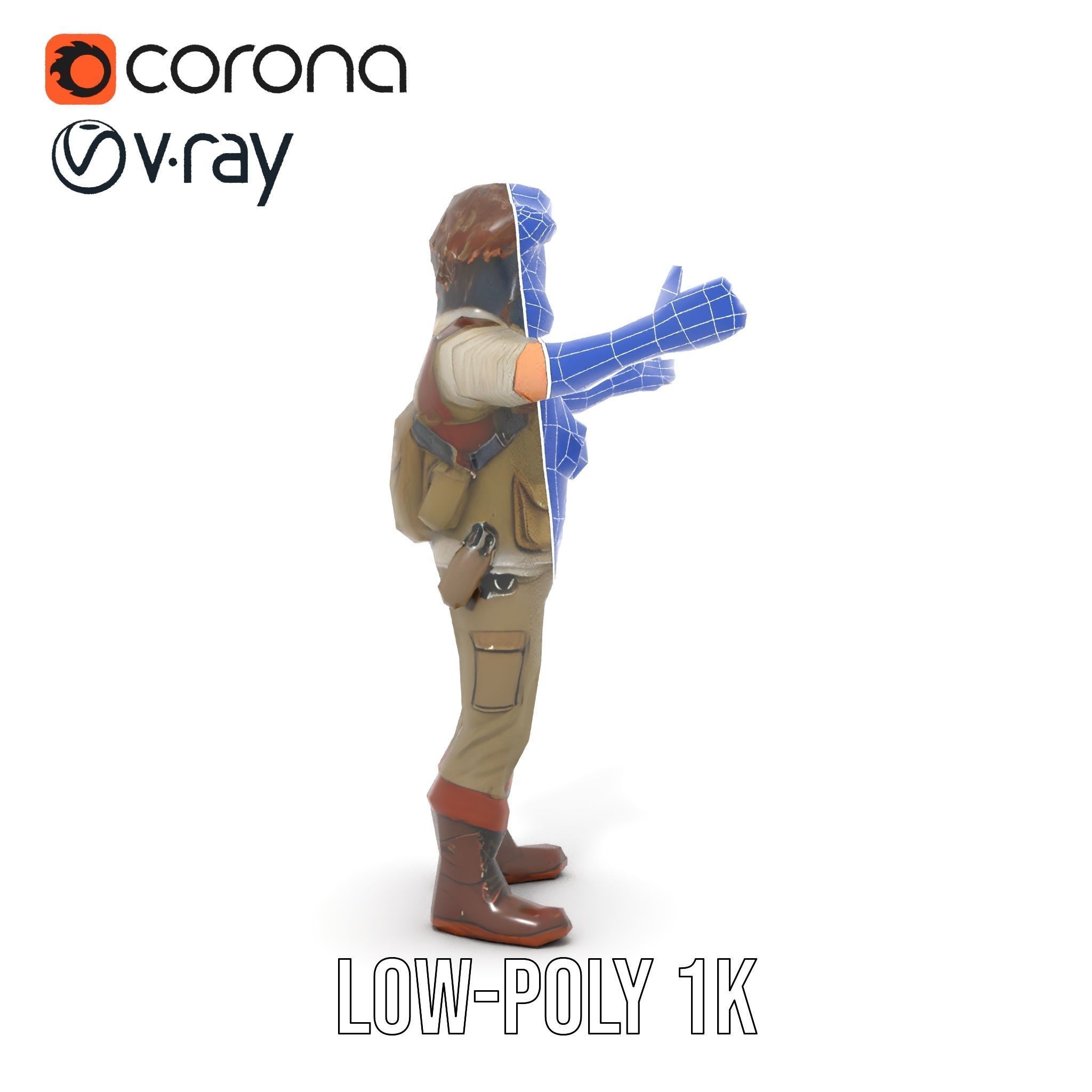 Explorer Character Rigged and Animated D Model with Detailed ... Low-poly 3D model_30