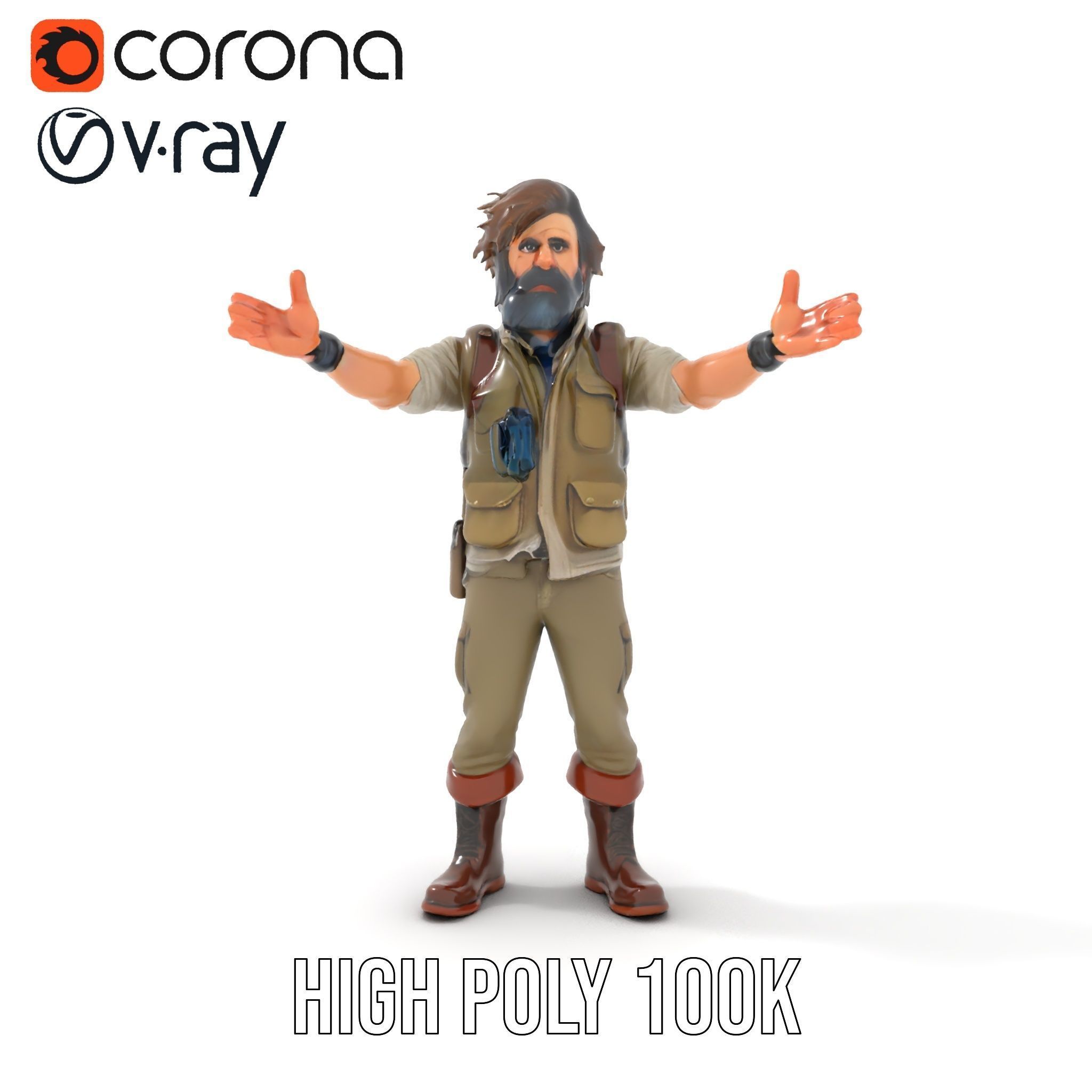 Explorer Character Rigged and Animated D Model with Detailed ... Low-poly 3D model_25